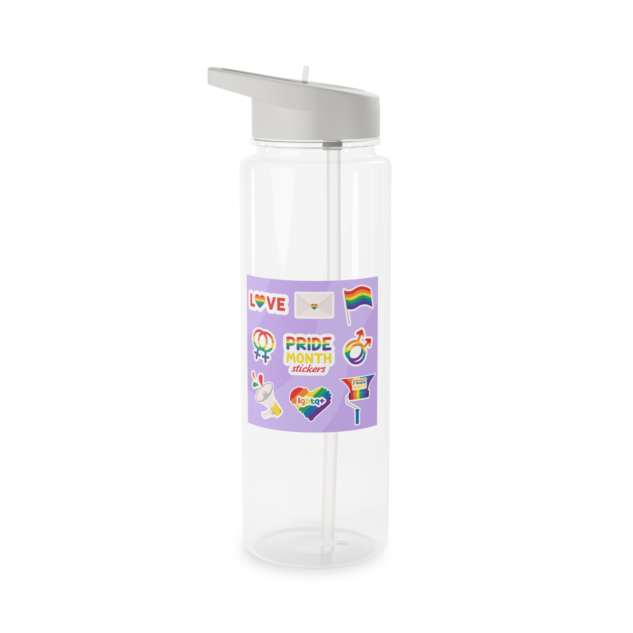 Pride Month Stickers Lgbtq Rainbow Flag Cute Flat Illustrations Tritan Water Bottle - Image 5