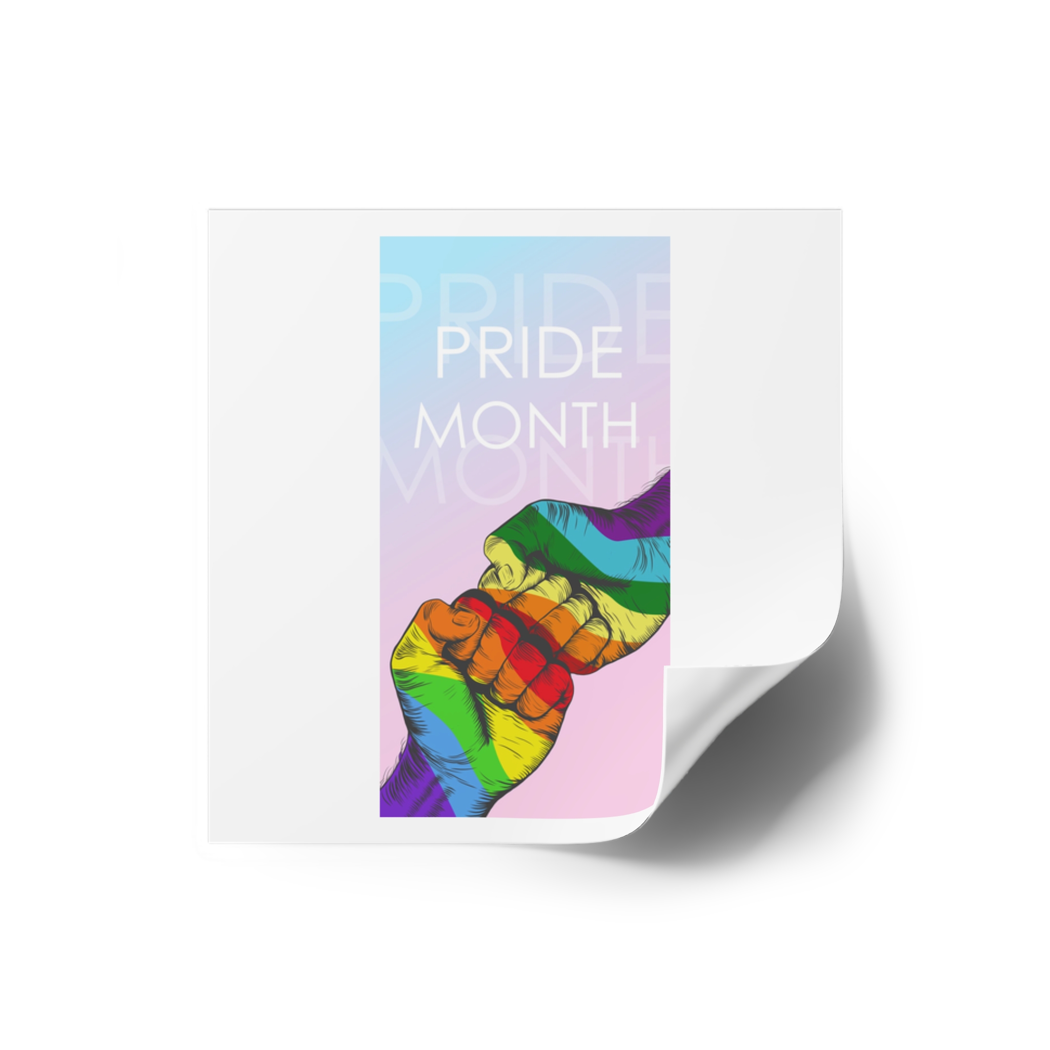 Rainbow Colored Hand Fist Fist Gesture Gay Pride Month Background Lgbt Concept Laminate Stickers Square - Image 14