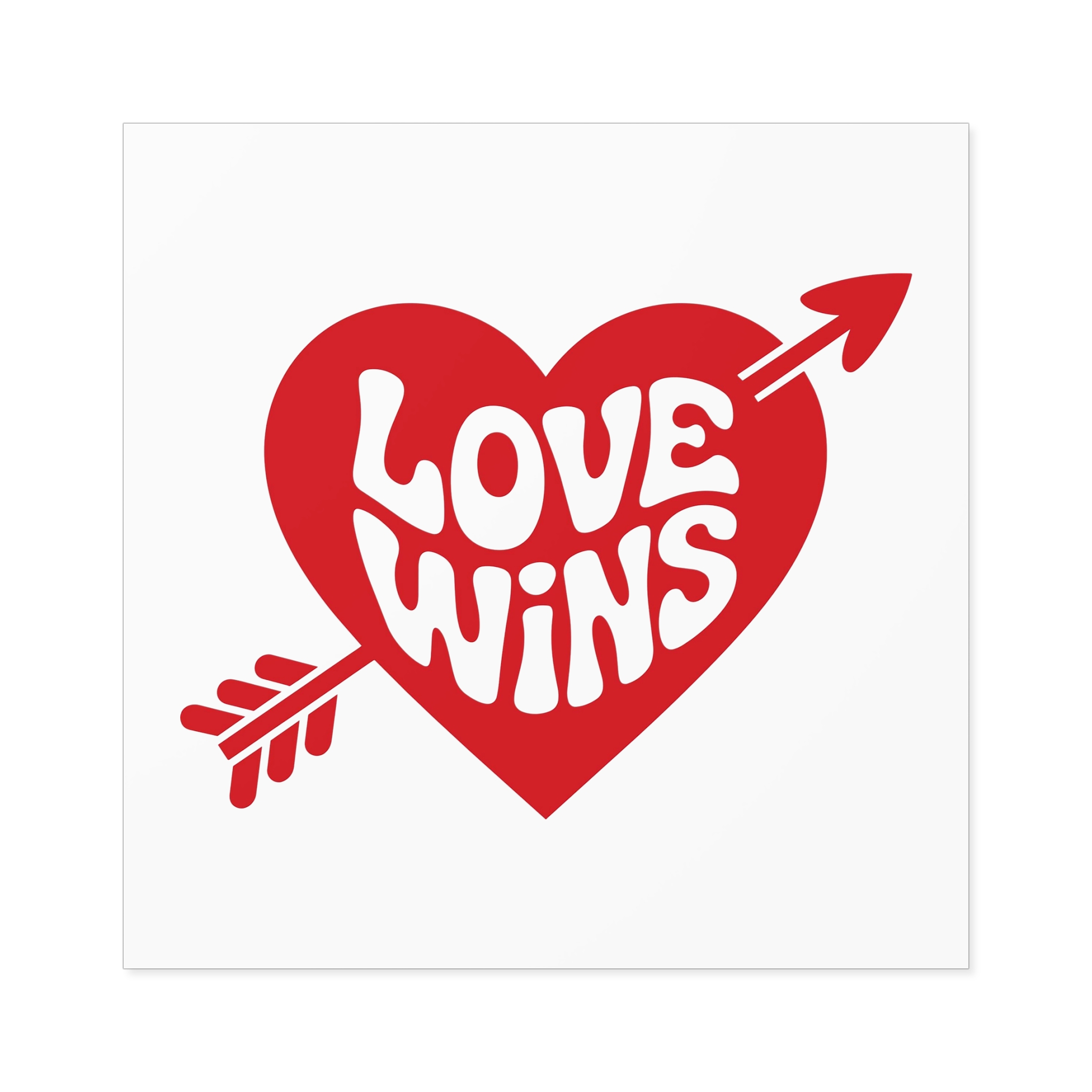 Love Wins Inscription Red Heart Pierced With Cupid39s Arrow Transparent Background Laminate Stickers Square - Image 57