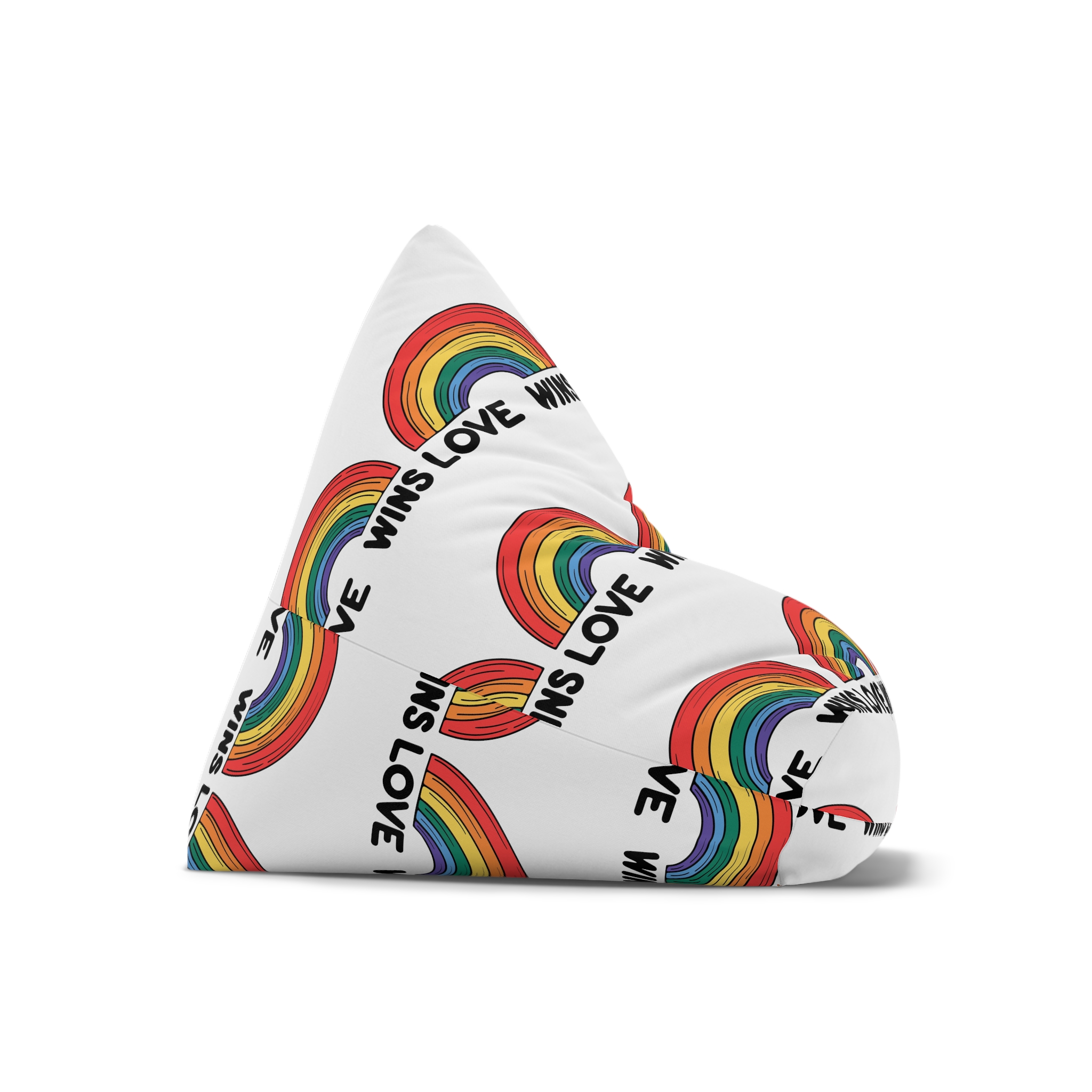 Love Wins Rainbow Pride Illustration Bean Bag Chair Cover - Image 7