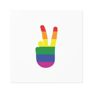 Rainbow Peace Sign Hand Gesture Colored Lgbt Flag Laminate Stickers Square