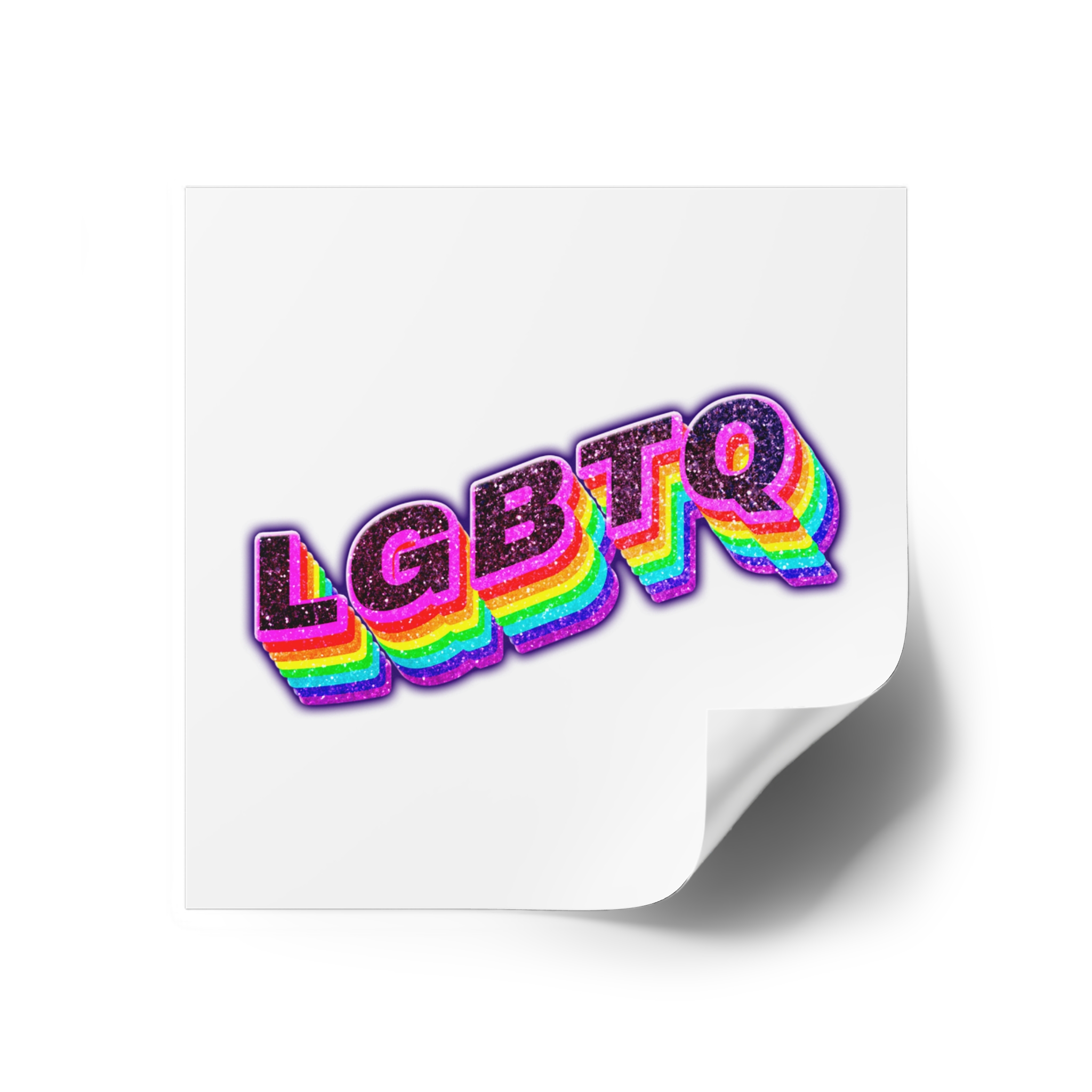Lgbtq Rainbow 3d Png Typography Laminate Stickers Square - Image 26