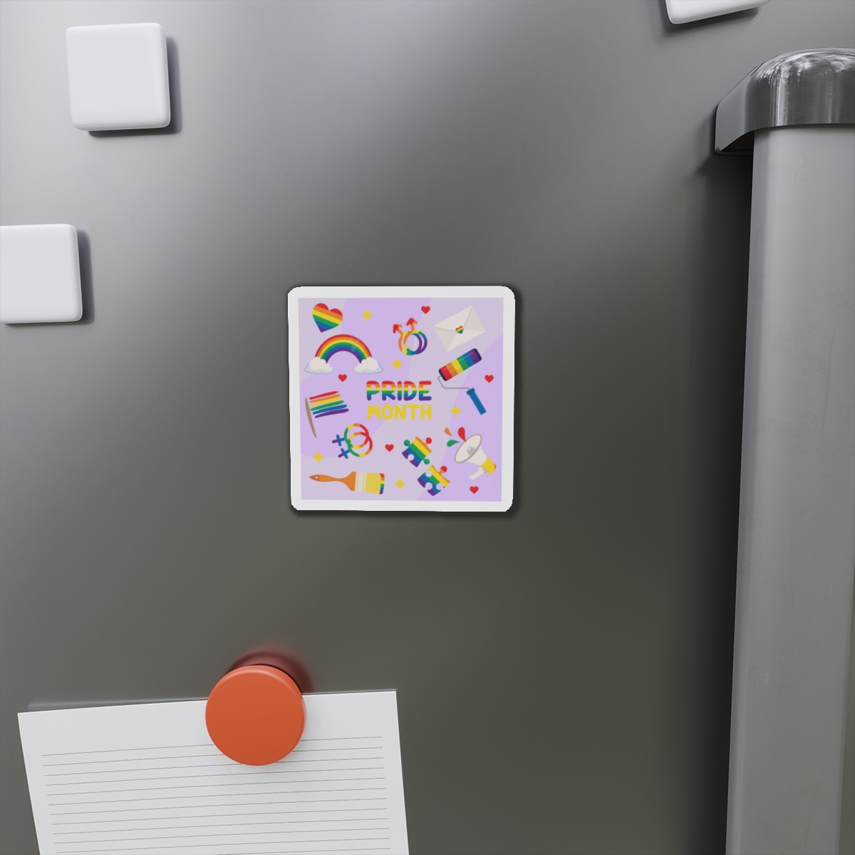 Pride Month Lgbtq Symbol Rainbow Colors Cute Elements Set Die Cut Magnets - Image 5