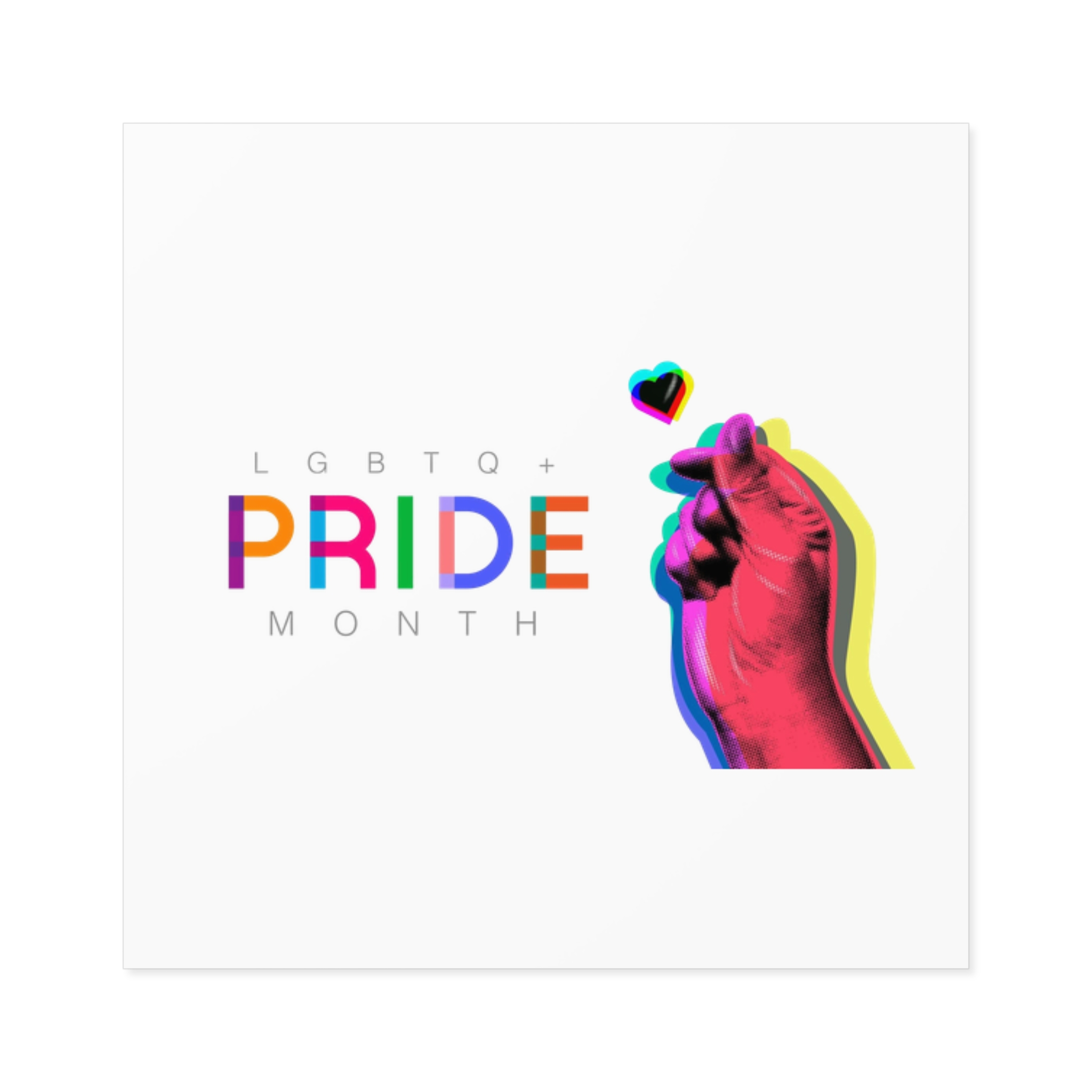 Pride Month Lgbtq Banner Gay Pride Month Rainbow Color Flat Design Hand Together Love Sign Typography Laminate Stickers Square