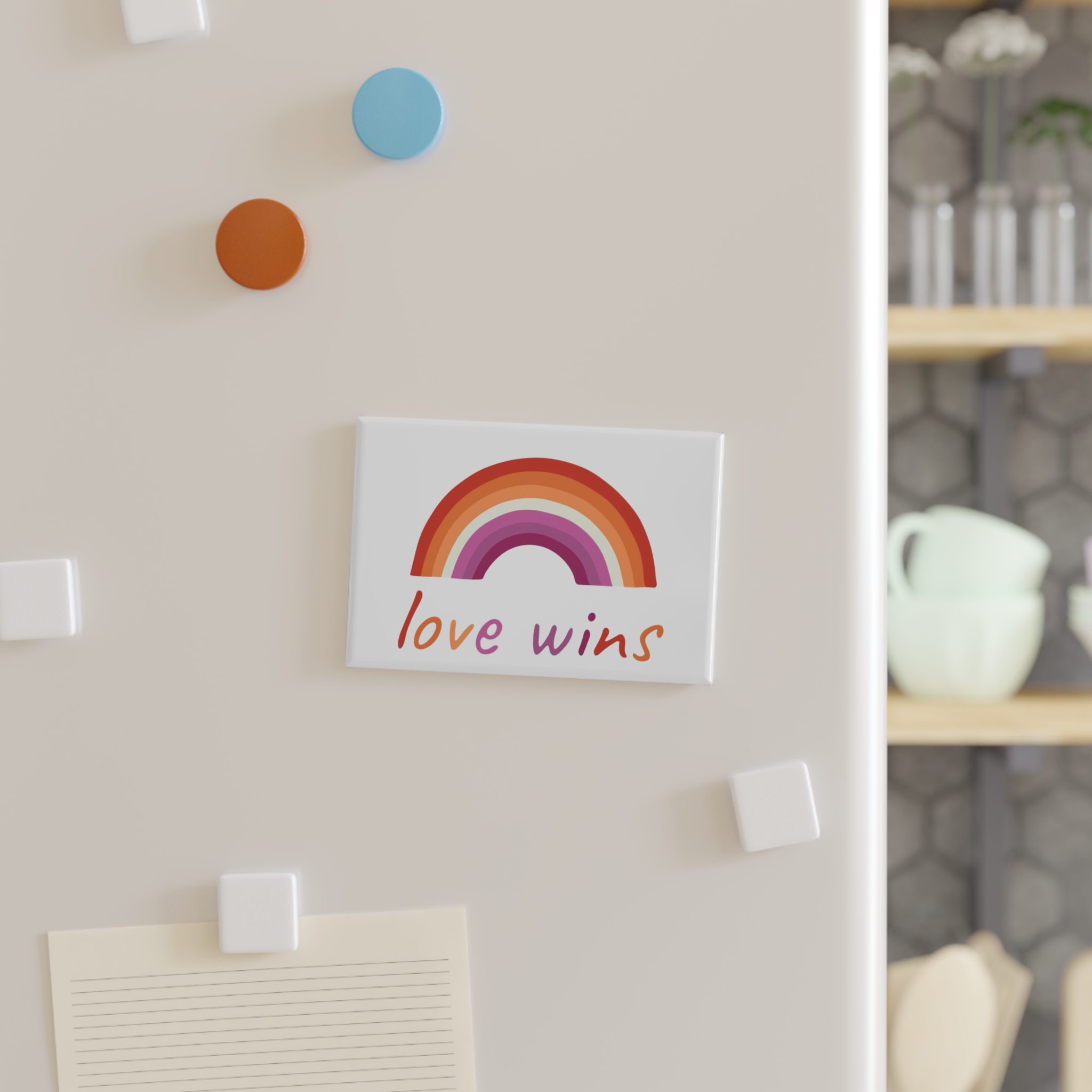 Colorful Rainbow Shape Lesbian Pride Flag Happy Pride Day Lgbtqia Community Pride Month Vector Hand Drawn Doodle Posters Stickers Logo Cards (1) Button Magnet Rectangle 1 And 10 Pcs - Image 3