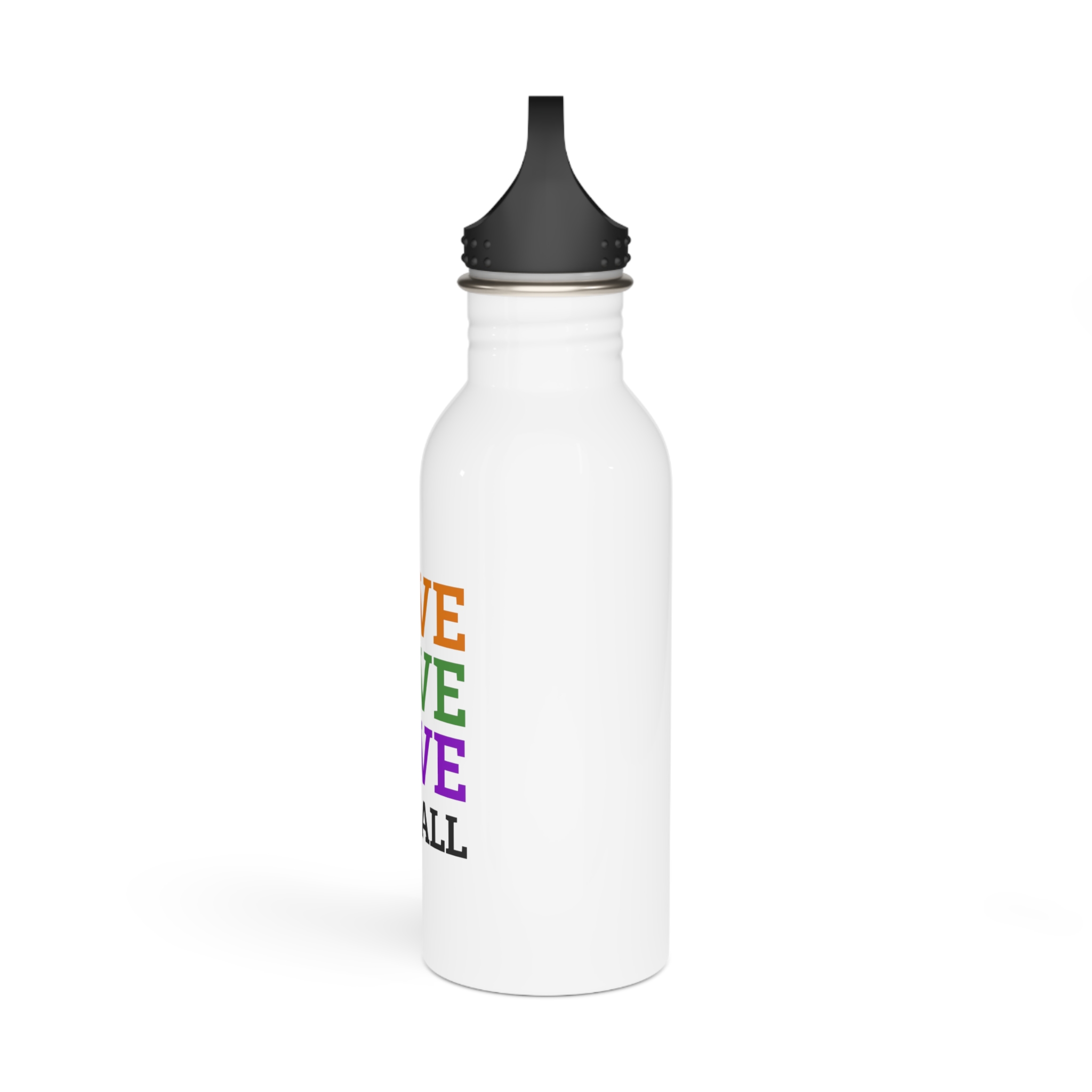Love All Lgbtq Pride Month Positive Quote Rainbow Color Typographic Art White Background Stainless Steel Water Bottle - Image 4