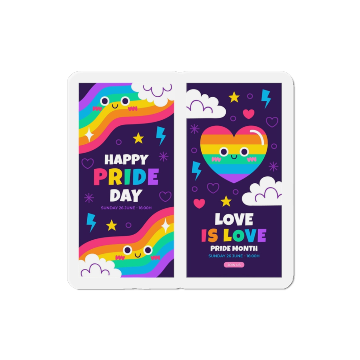 Flat Pride Month Vertical Banners Collection Die Cut Magnets