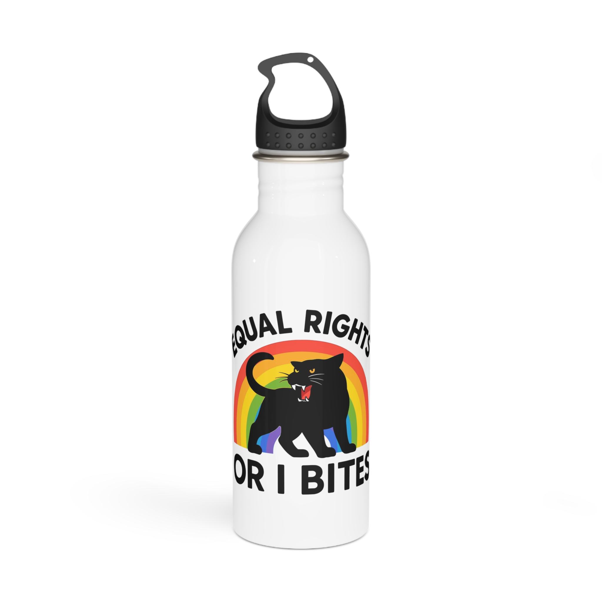 Comfort Colors Equal Rights I Bites Rainbow Cat Stainless Steel Water Bottle
