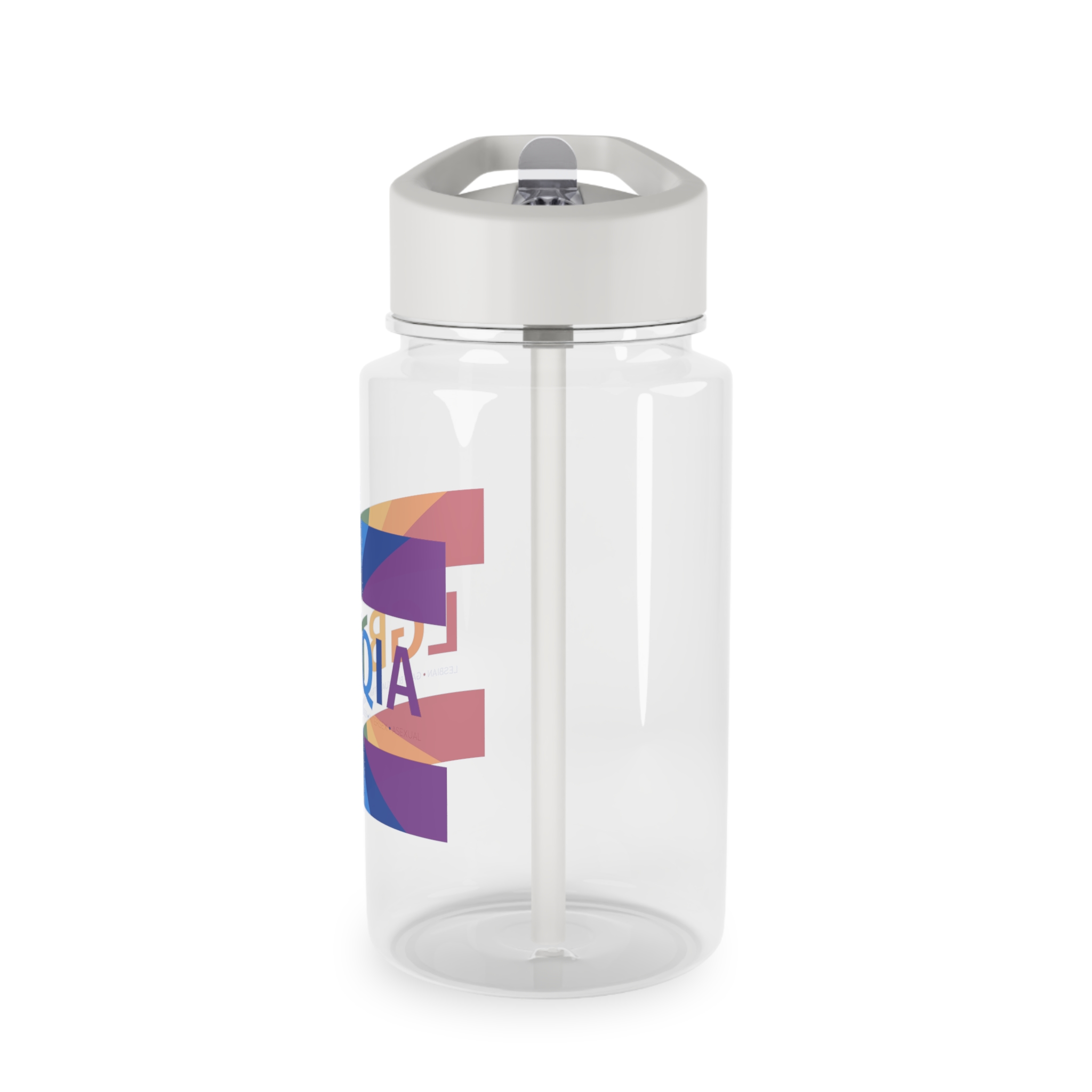 Lgbtqia Text Banner With Rainbow Background Lgbtqia Typography With Lgbt Gay Pride Flag Colours Tritan Water Bottle - Image 3