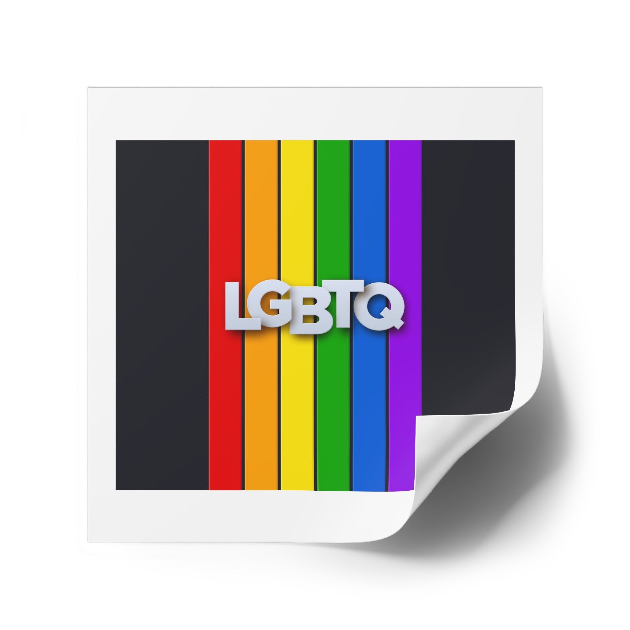 Lgbtq Paper Sign Rainbow Flag Laminate Stickers Square - Image 38
