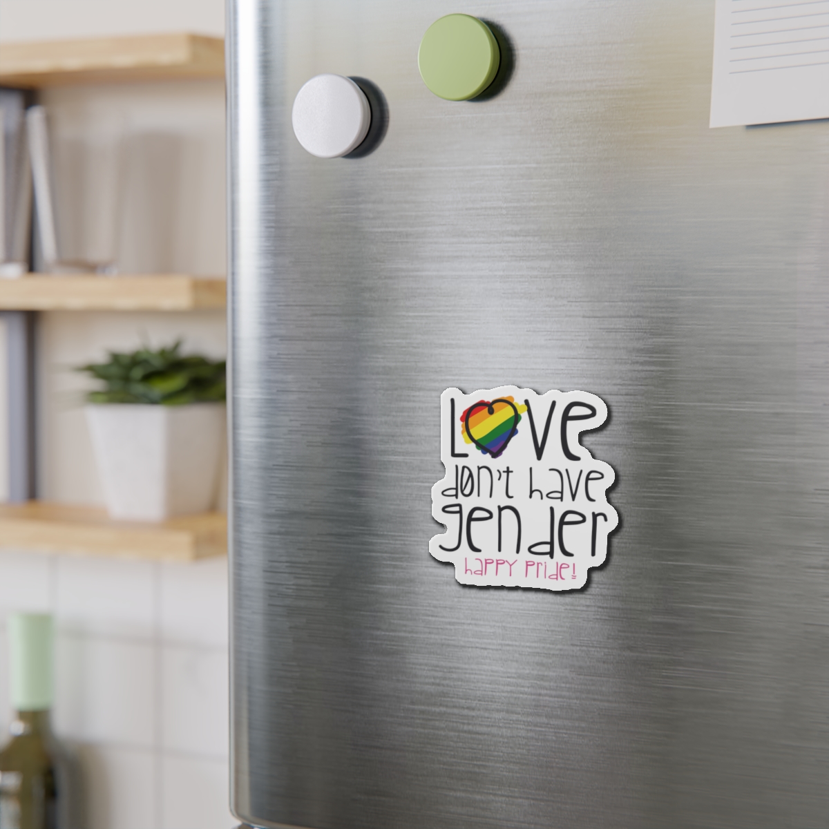Design With Rainbow Colors Heart With Smile Encouraging Message Happy Pride Die Cut Magnets - Image 6