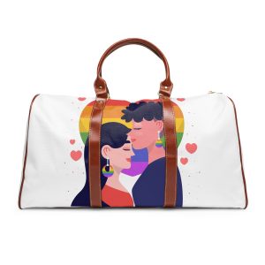 Flat Design Lesbian Couple Kiss Illustration Waterproof Travel Bag