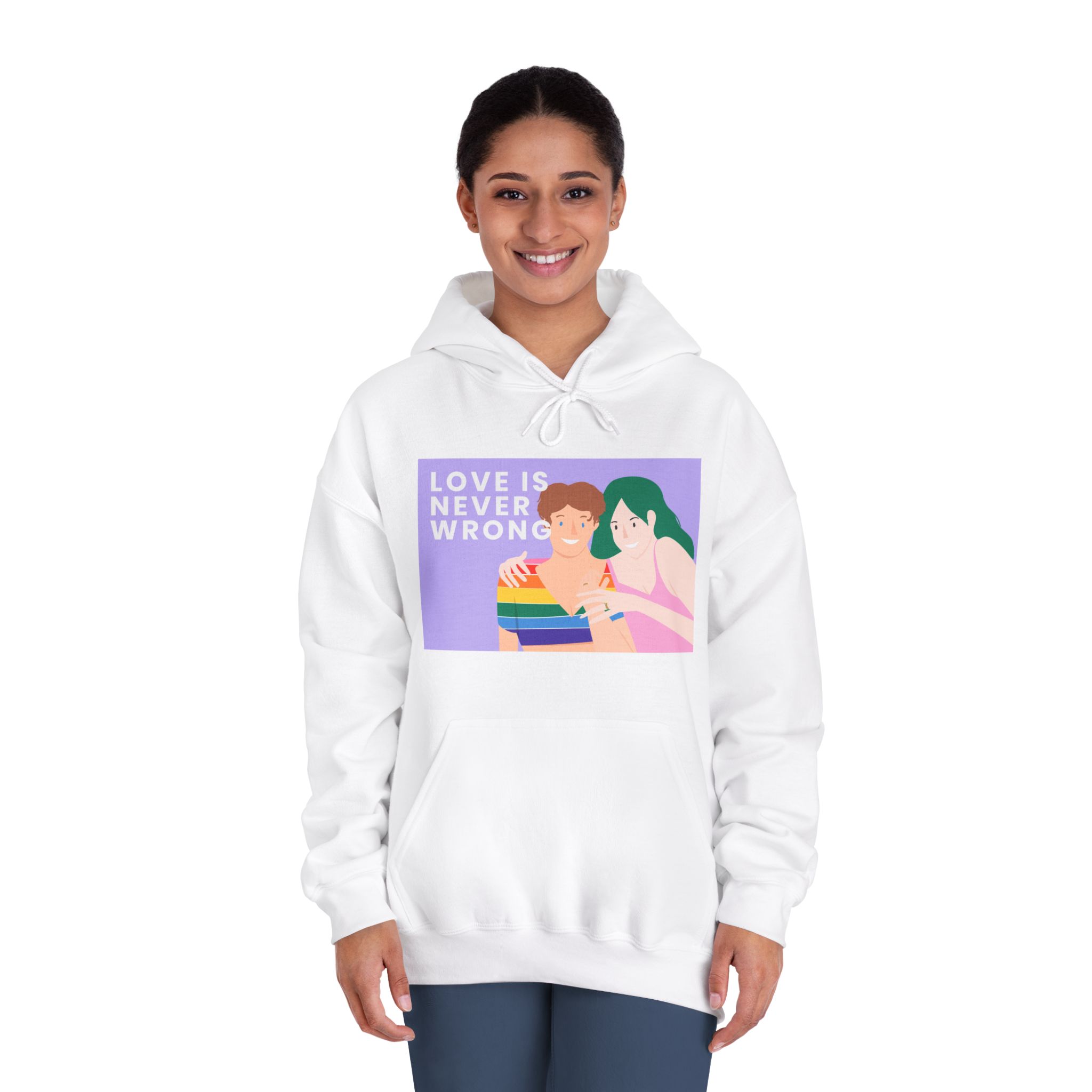 Lgbtq Gay Couple Banner Template Pride Month Unisex Dryblend Hooded Sweatshirt - Image 4