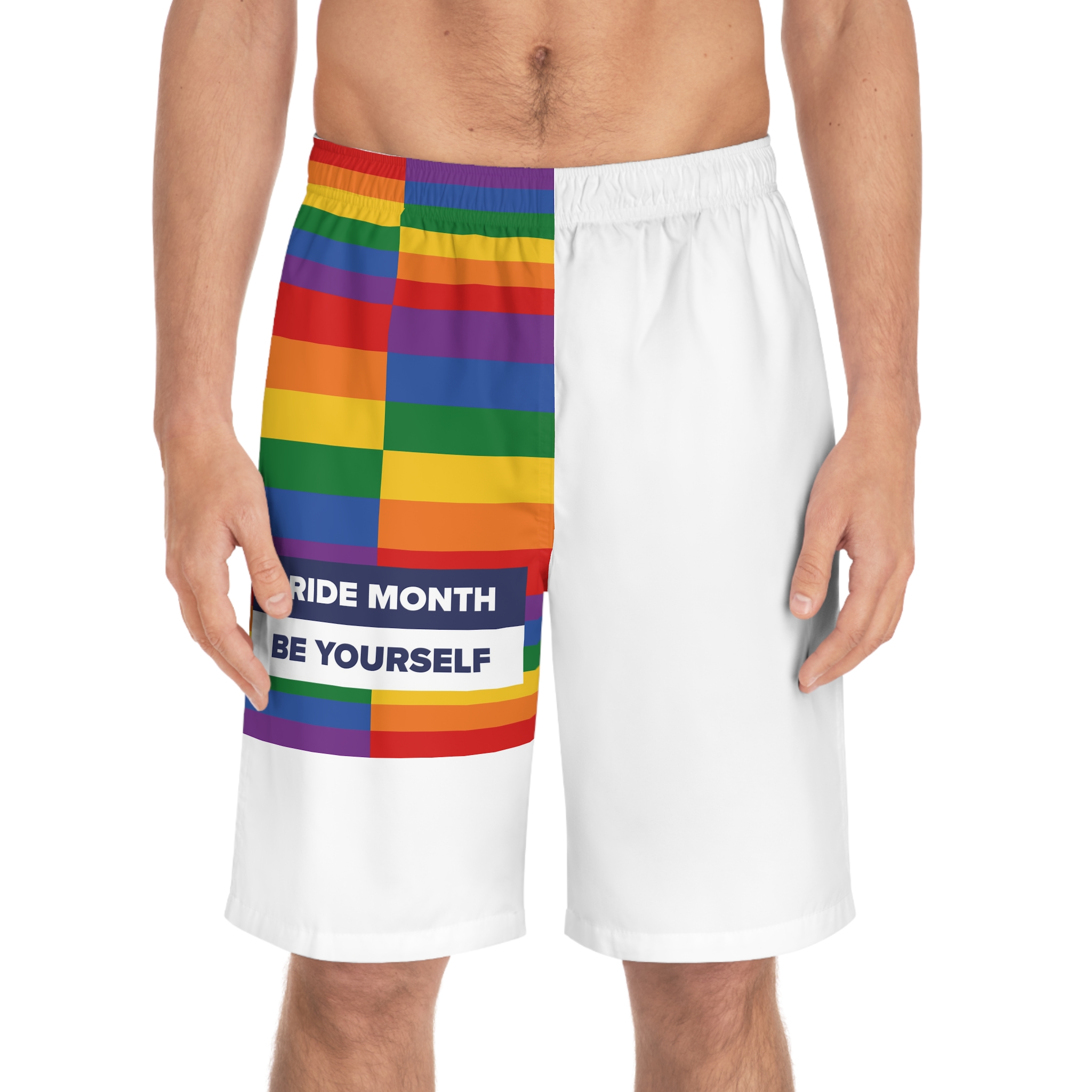 Lgbt Pride Month June Lesbian Gay Bisexual Transgender Lgbtq Flag Rainbow Vector(3) Mens Board Shorts Aop - Image 3