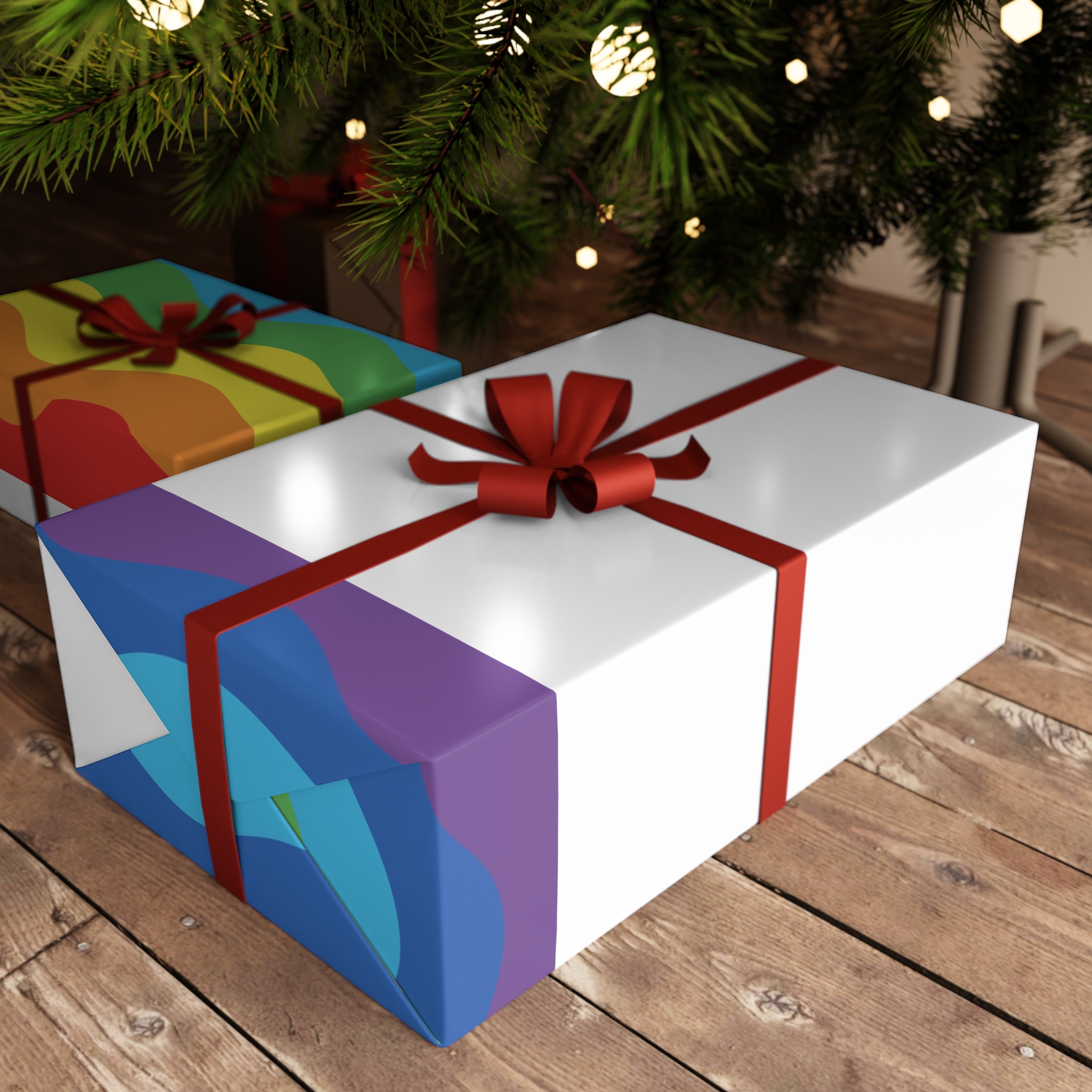 Bright Rainbow Color Waves Creating Cheerful Design Background Gift Wrapping Paper Sheets 1pc - Image 3