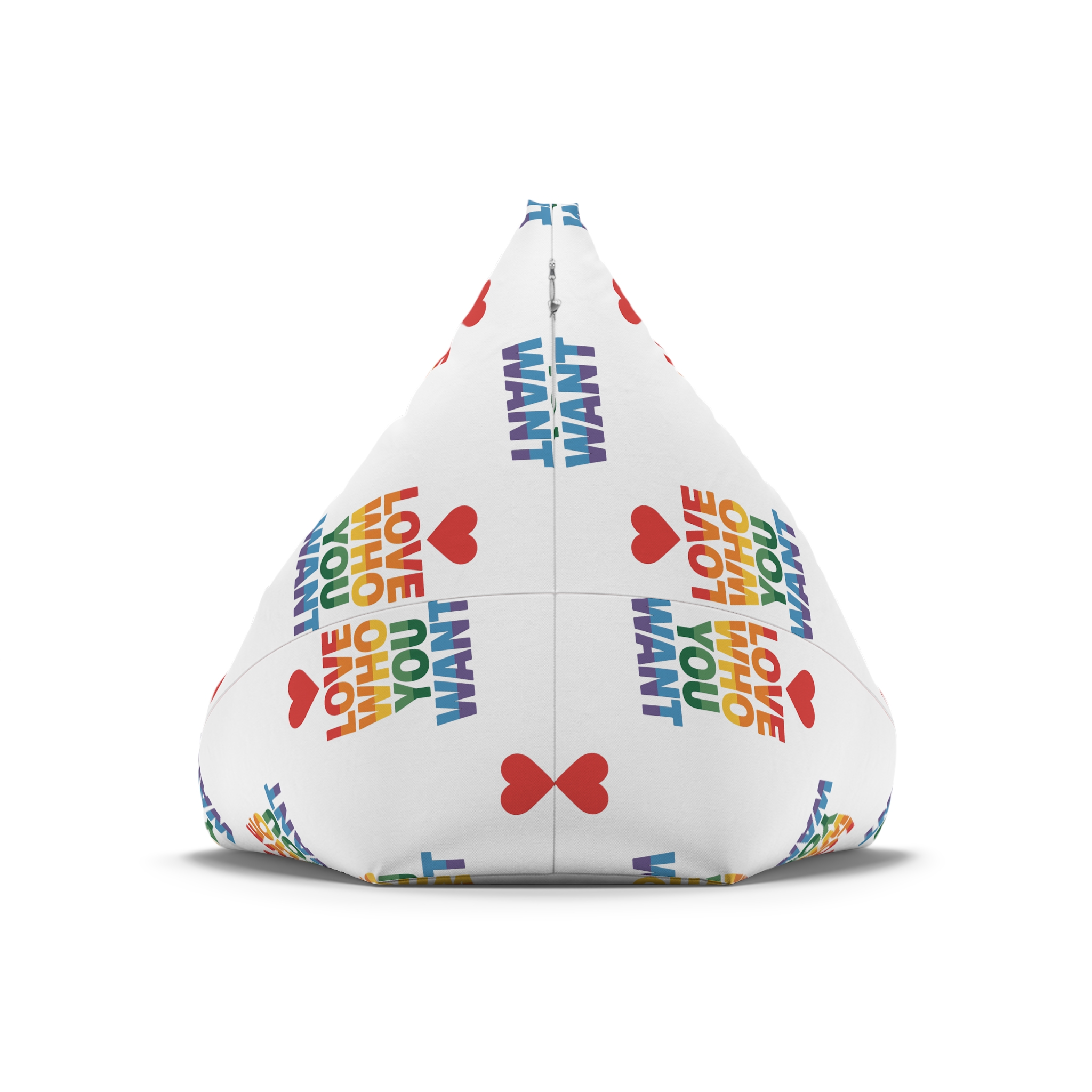 Rainbowcolored Text With Heart Symbol Saying Love Who You Want Bean Bag Chair Cover - Image 6