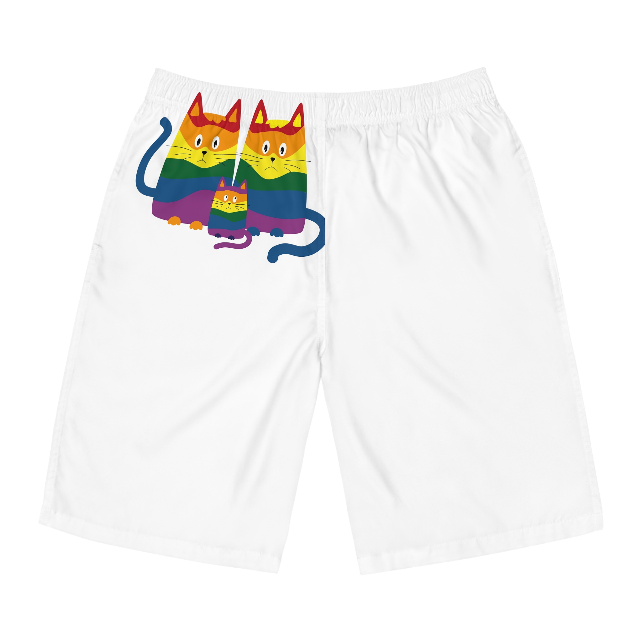 Lgbt Cats Samesex Love Like Everyone Else Cute Cartoon Cats Vector Copyspace Mens Board Shorts Aop