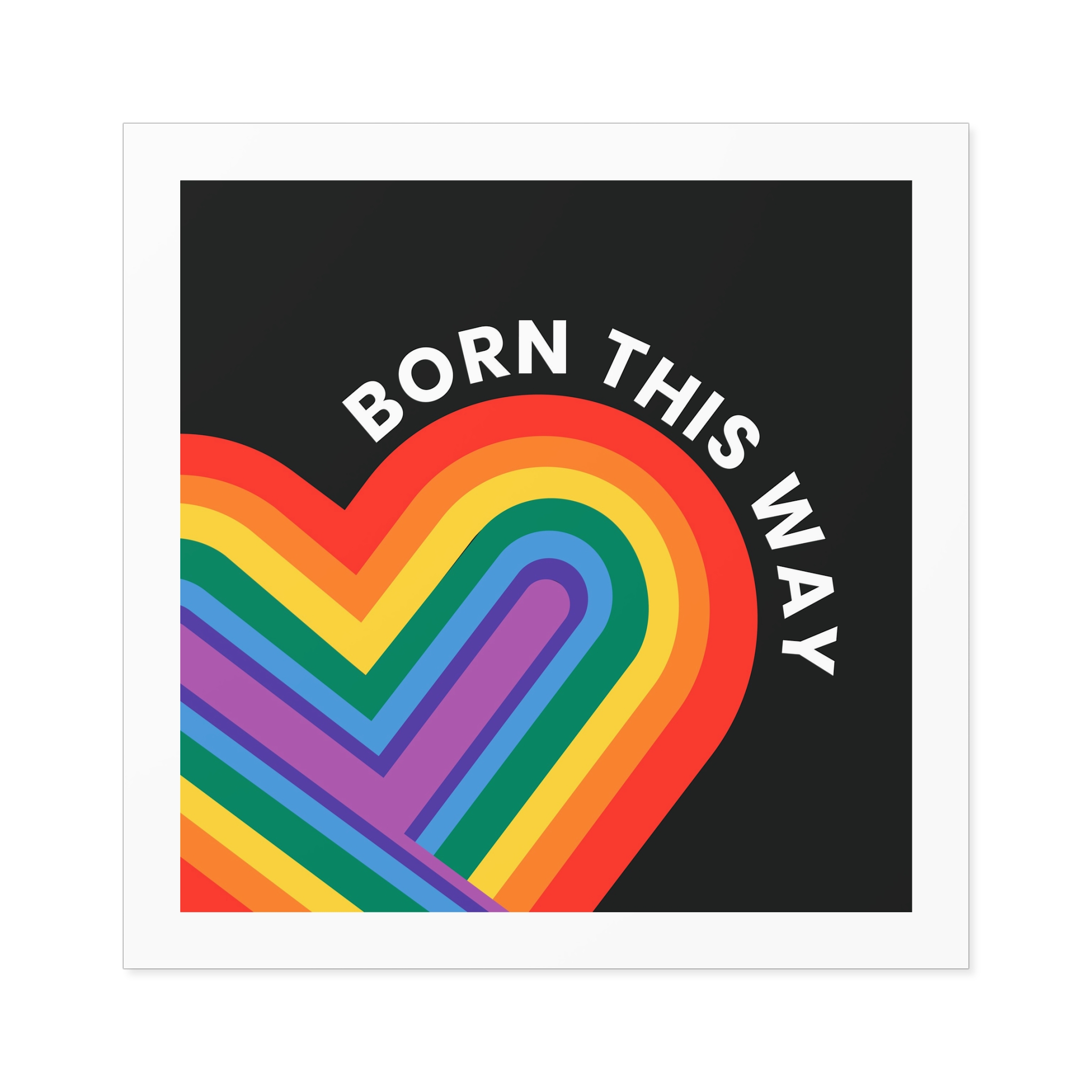 Rainbow Heart Template Lgbtq Pride Month With Born This Way Text Laminate Stickers Square - Image 57