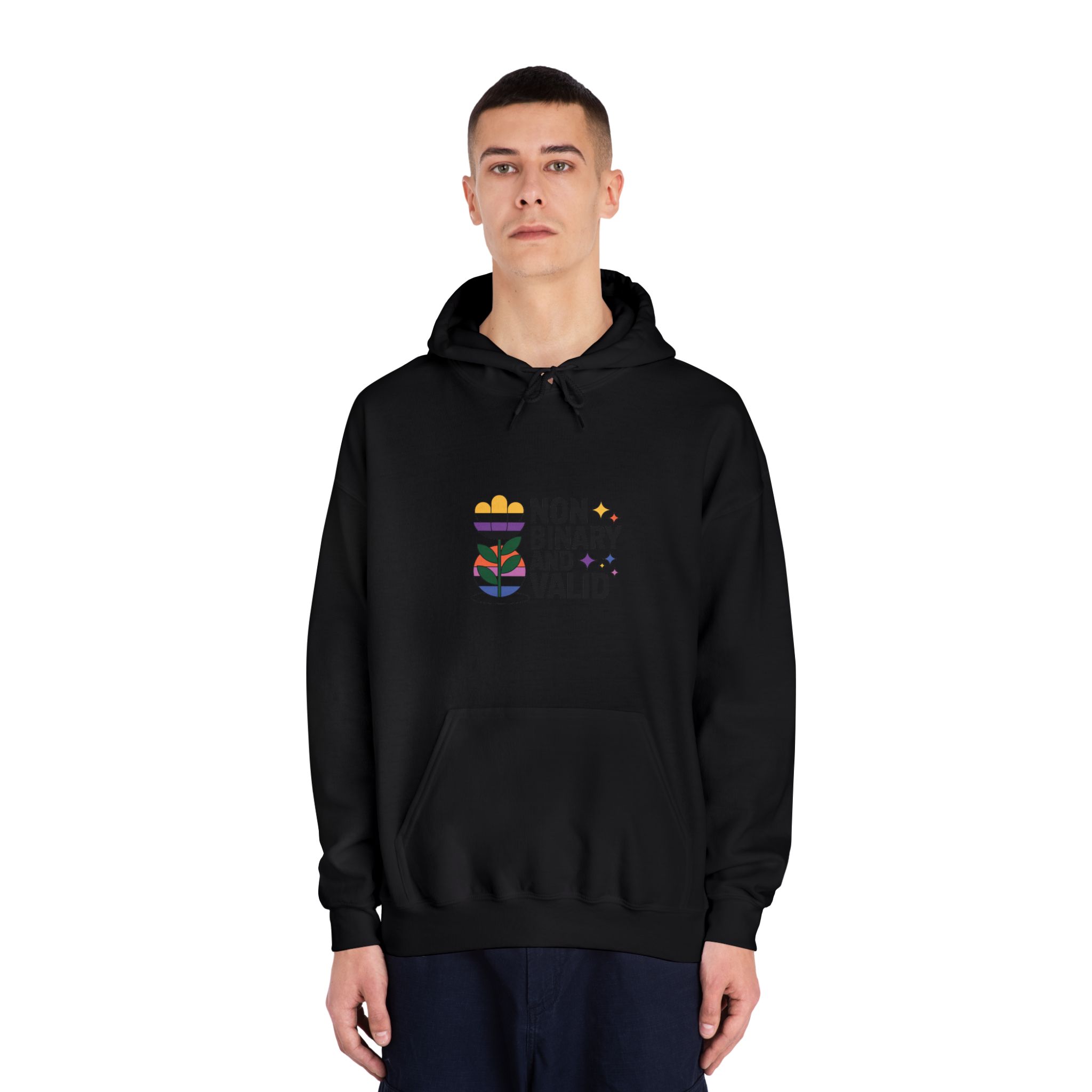 Non Binary Valid T Shirt Design Isolated White Background Unisex Dryblend Hooded Sweatshirt - Image 11