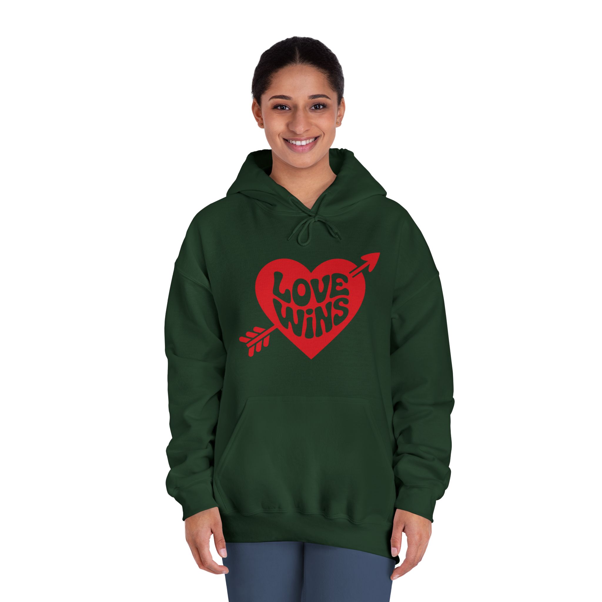 Love Wins Inscription Red Heart Pierced With Cupid39s Arrow Transparent Background Unisex Dryblend Hooded Sweatshirt - Image 24
