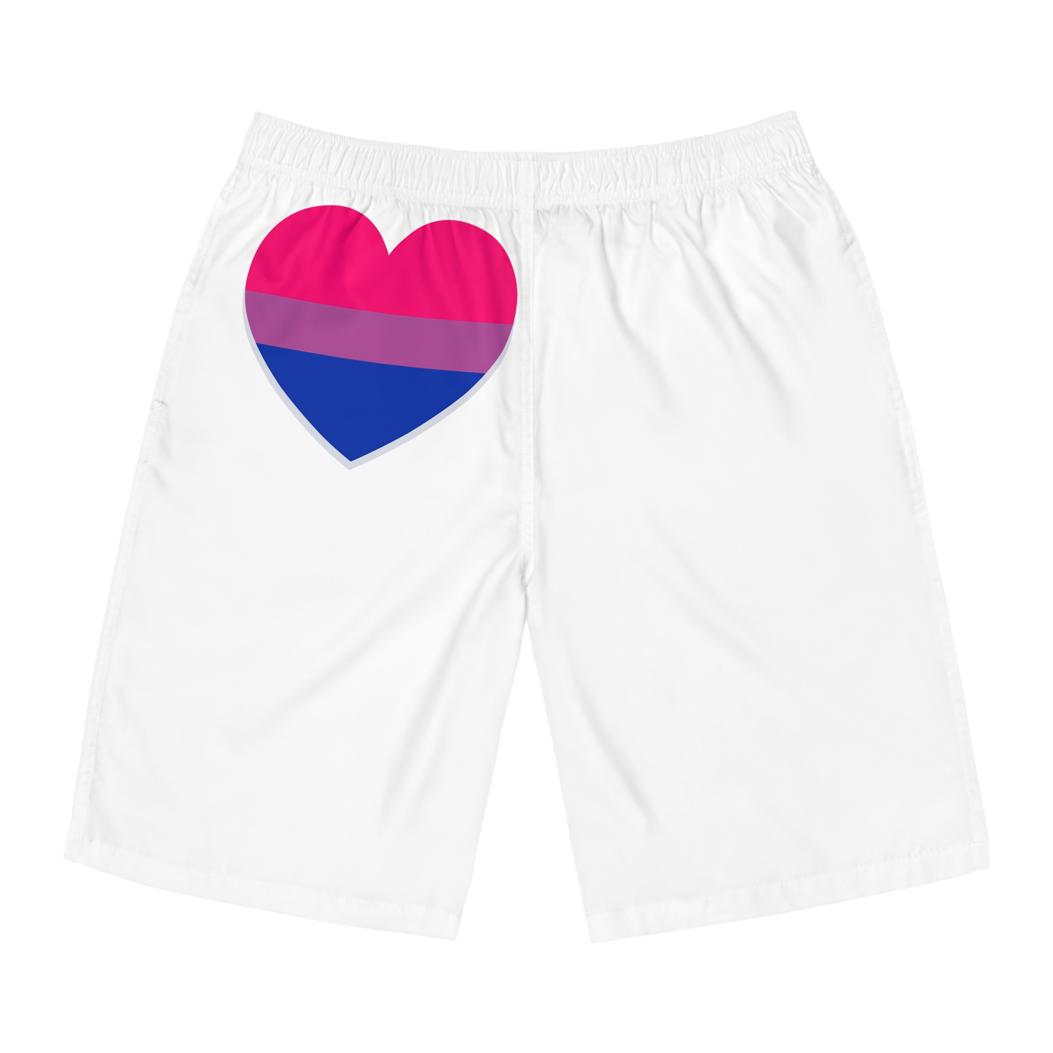 Bisexual Flag Heart Shape Mens Board Shorts Aop