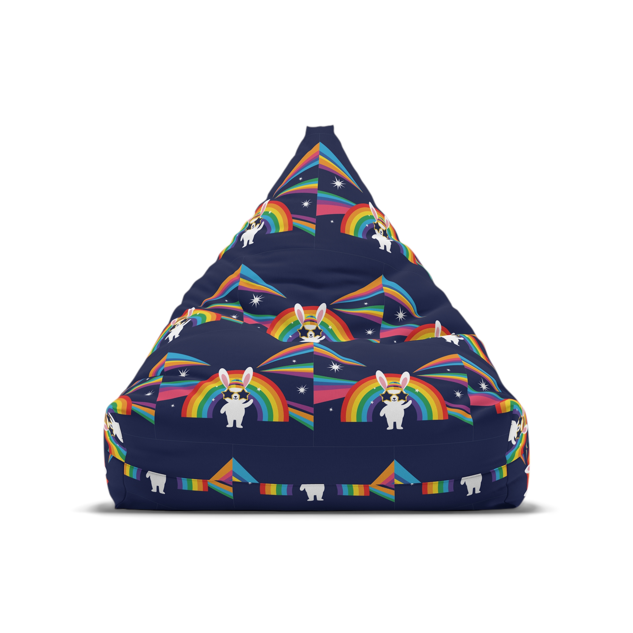 Happy Bunny With Rainbow Stars Bean Bag Chair Cover - Image 5