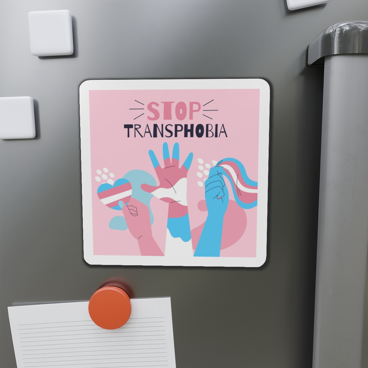 Hand Drawn Flat Design Stop Transphobia Concept Die Cut Magnets - Image 14