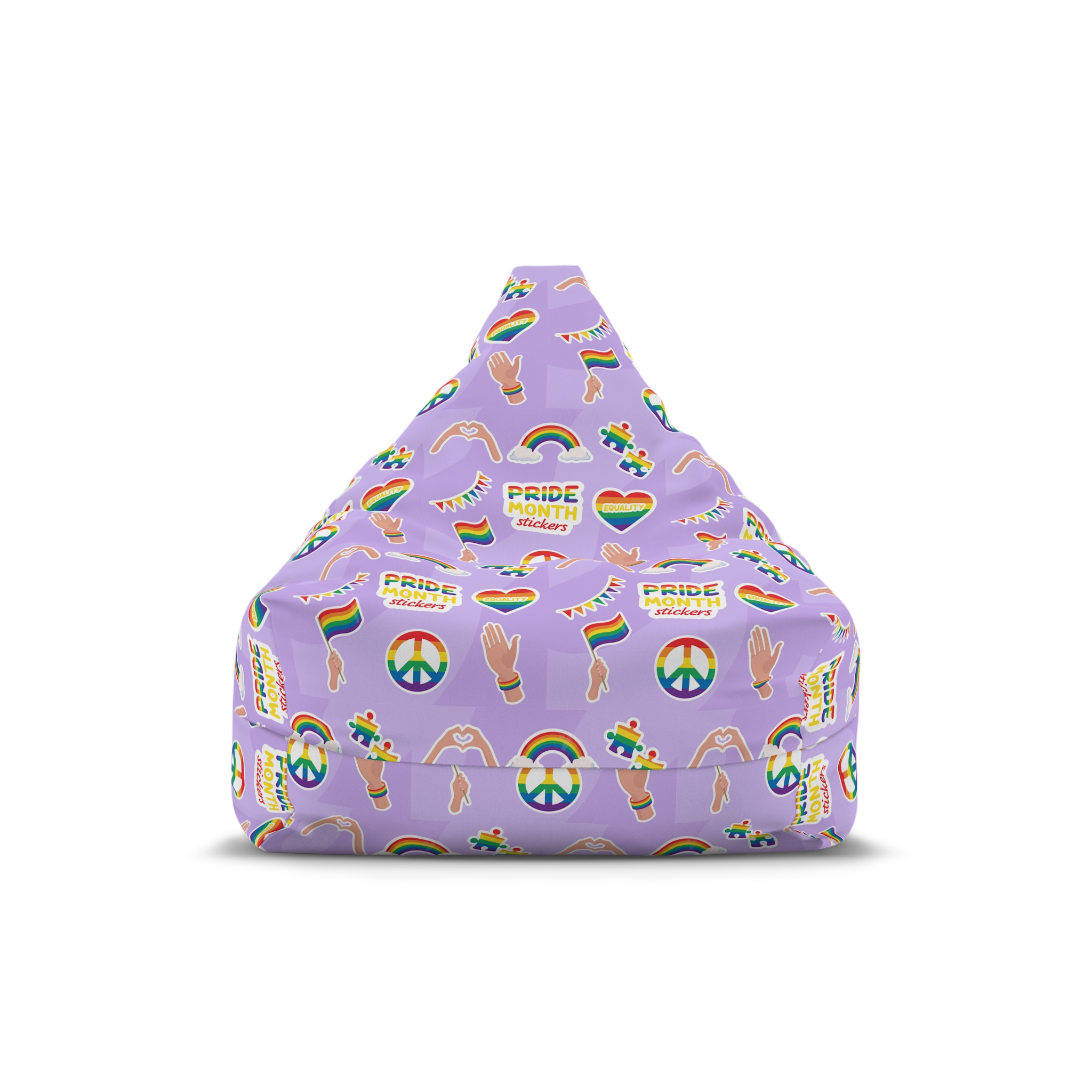 Pride Month Cute Stickers Lgbtq Rainbow Flag Flat Illustrations Bean Bag Chair Cover
