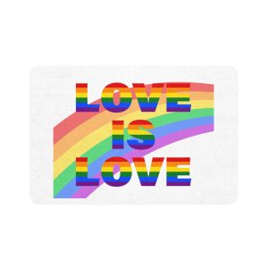 Colorful Rainbow Colors Lgbt Flag Text Love Is Love White Background Poster Banner Pet Food Mat 12x18