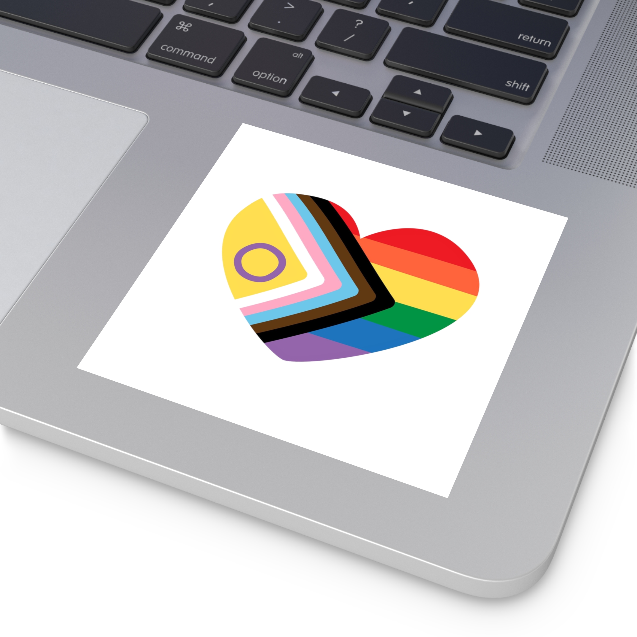 Inclusive Love Progress Pride Flag Heart Symbol Laminate Stickers Square - Image 19