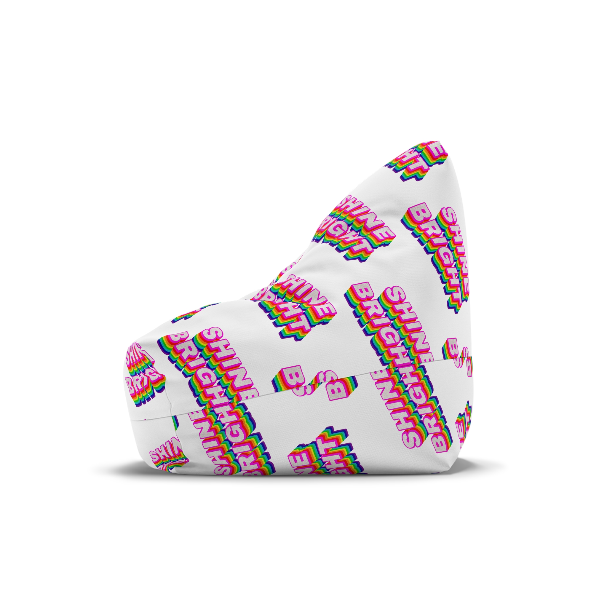 Rainbow Word Shine Bright Typography Design Element Bean Bag Chair Cover - Image 4