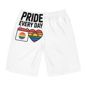 Pride Every Day T Shirt Design Isolated White Background Mens Board Shorts Aop