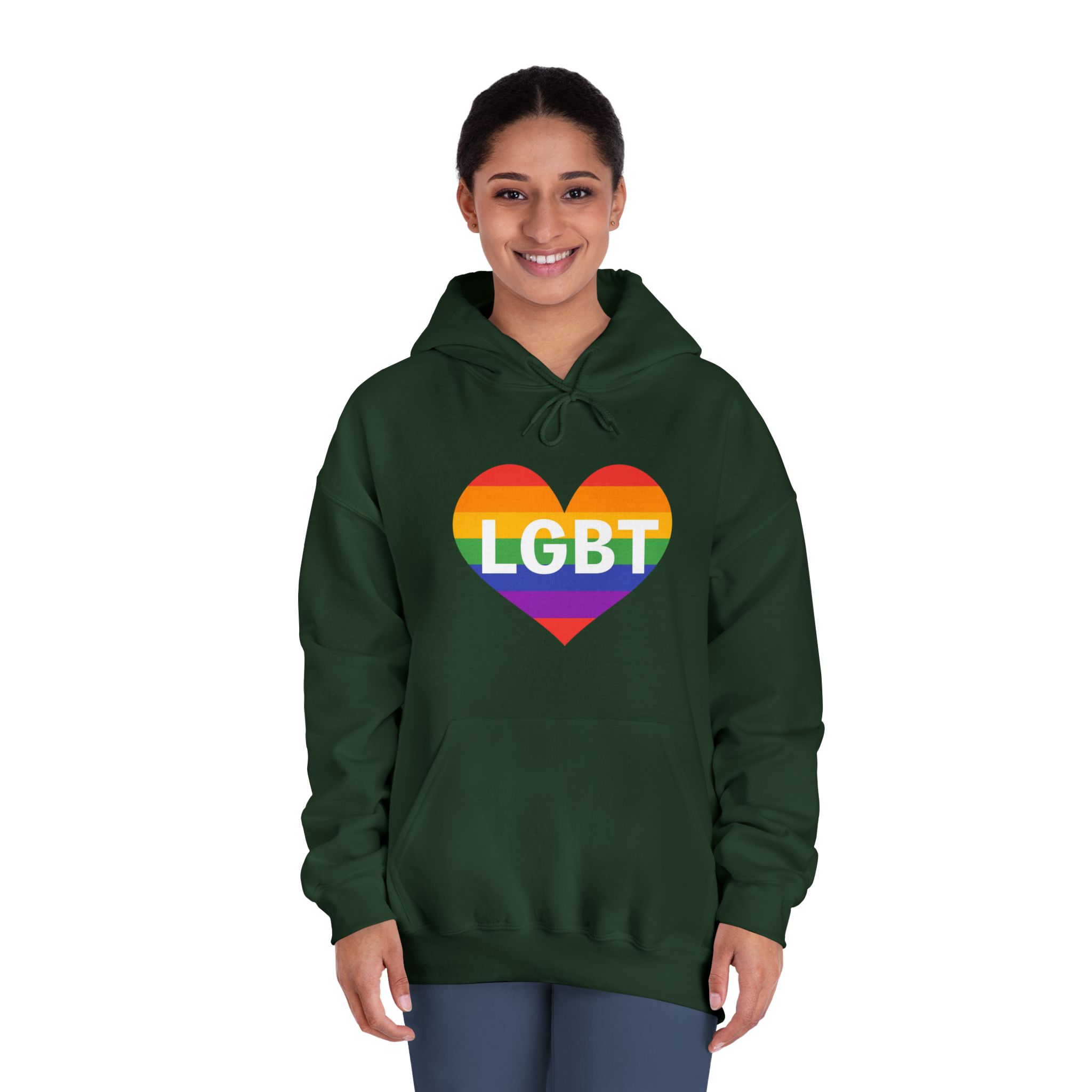 Lgbt Rainbow Colors Heart Mark Lgbt Letters Unisex Dryblend Hooded Sweatshirt - Image 24