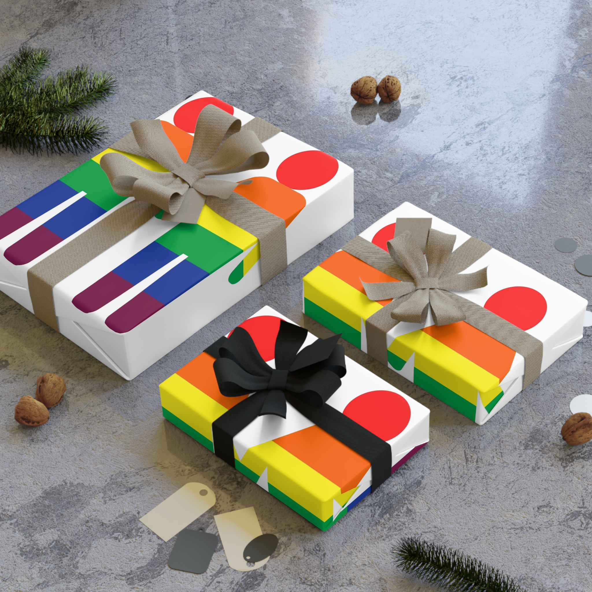 Gay Couple Holding Hands With Rainbow Color Background Vector Gift Wrapping Paper Rolls 1pc - Image 4
