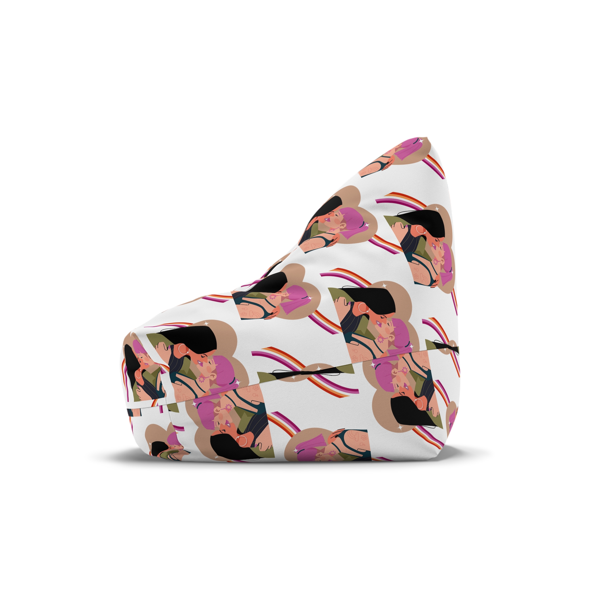 Hand Drawn Lesbian Kiss Bean Bag Chair Cover - Image 4