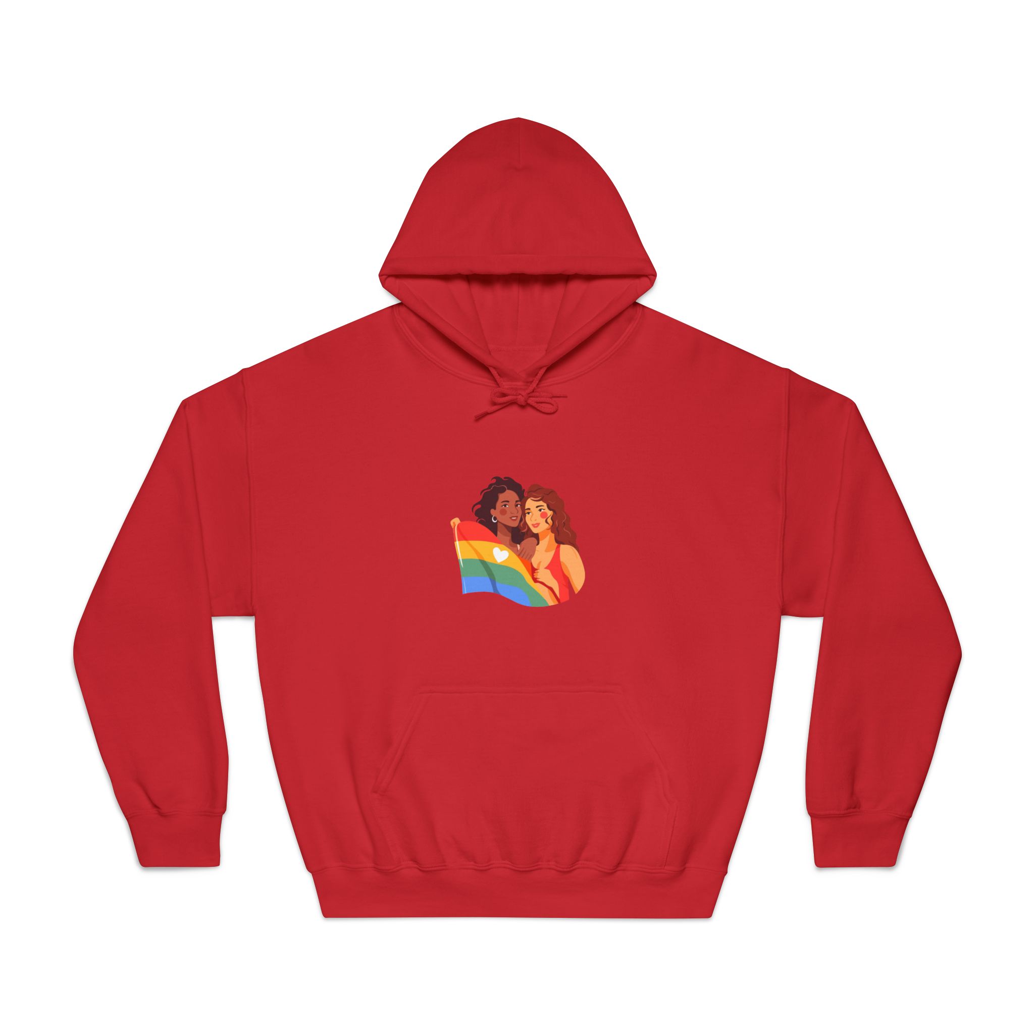 Portrait Lesbian Couple With Rainbow Flag Concept Lgbtq Unisex Dryblend Hooded Sweatshirt - Image 33