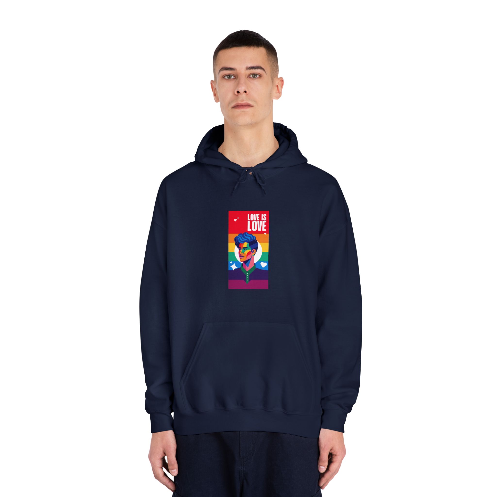 Poster Man With Rainbow Colored Face Rainbow Colored Background Unisex Dryblend Hooded Sweatshirt - Image 31
