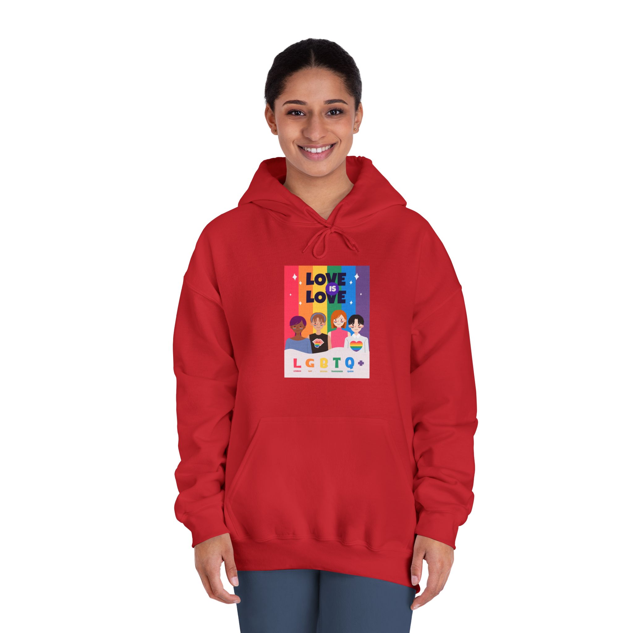 Lgbtq Pride Month Poster Vector With Diverse Characters Rainbow Celebrate Love Inclusivity Unisex Dryblend Hooded Sweatshirt - Image 36