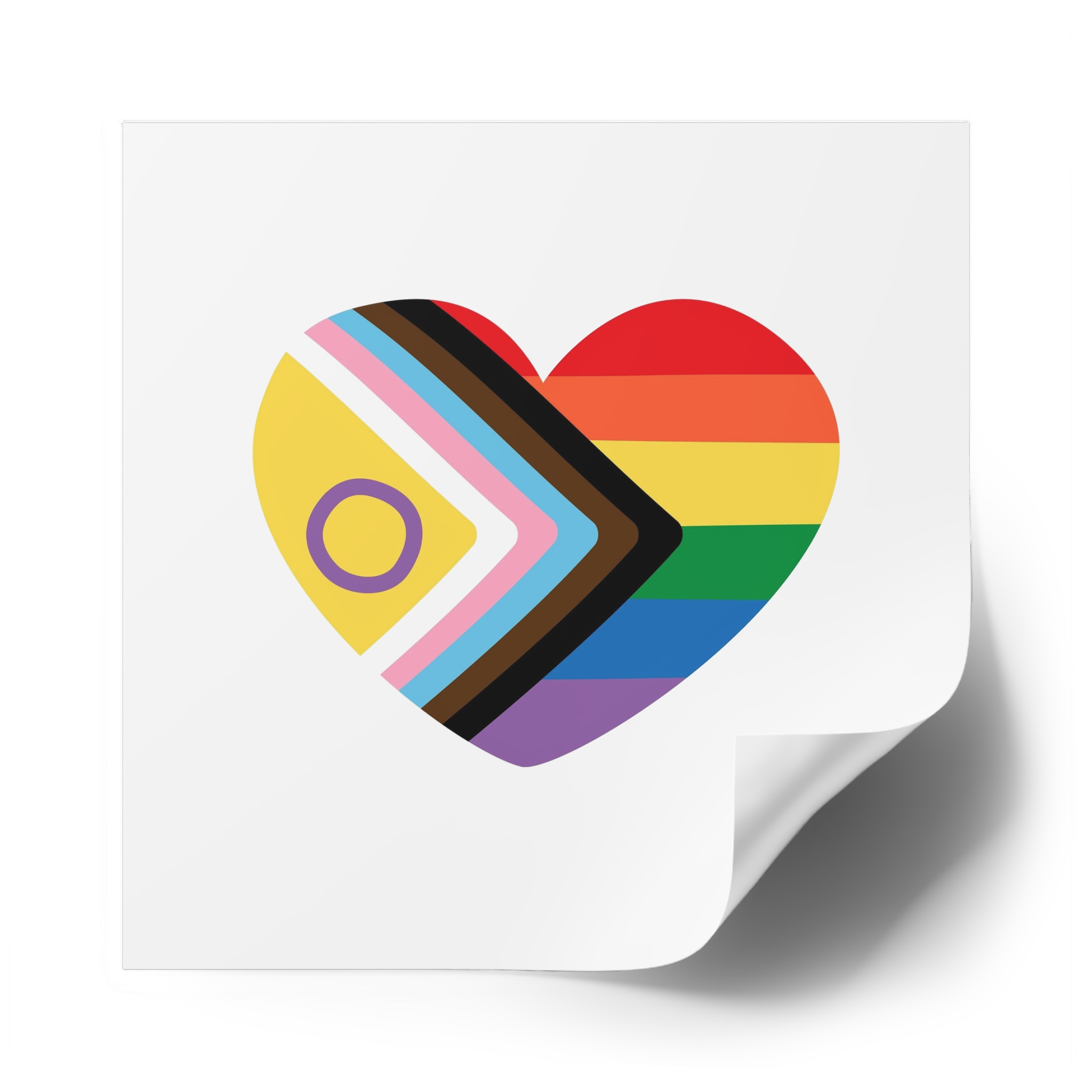 Inclusive Love Progress Pride Flag Heart Symbol Laminate Stickers Square - Image 50