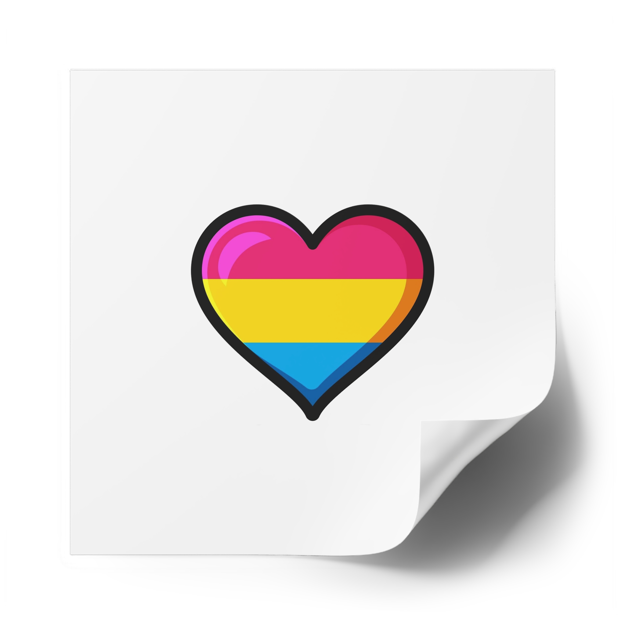 Pansexual Pride Flag Heart Shape Vector Illustration Laminate Stickers Square - Image 50