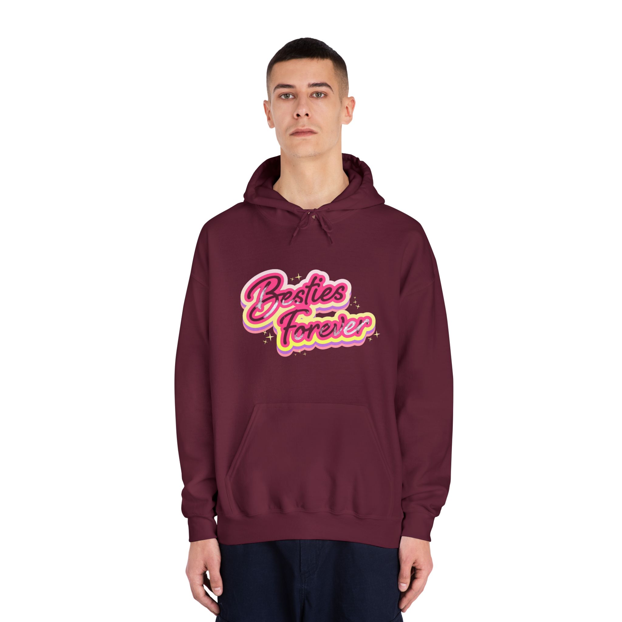 Pink Besties Forever Lettering Logo Unisex Dryblend Hooded Sweatshirt - Image 19