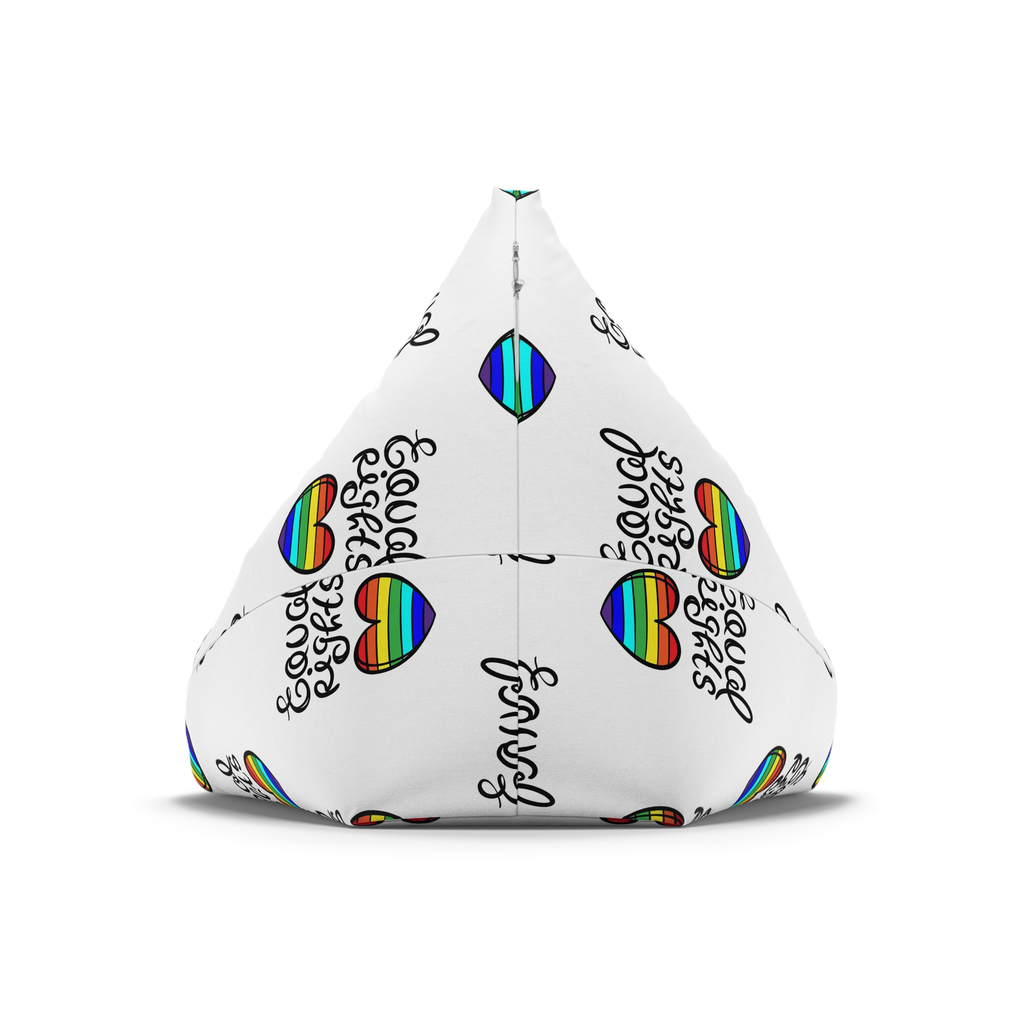 Equal Right Handwritten Text Heart Rainbow Motto Vector Print Bean Bag Chair Cover - Image 6