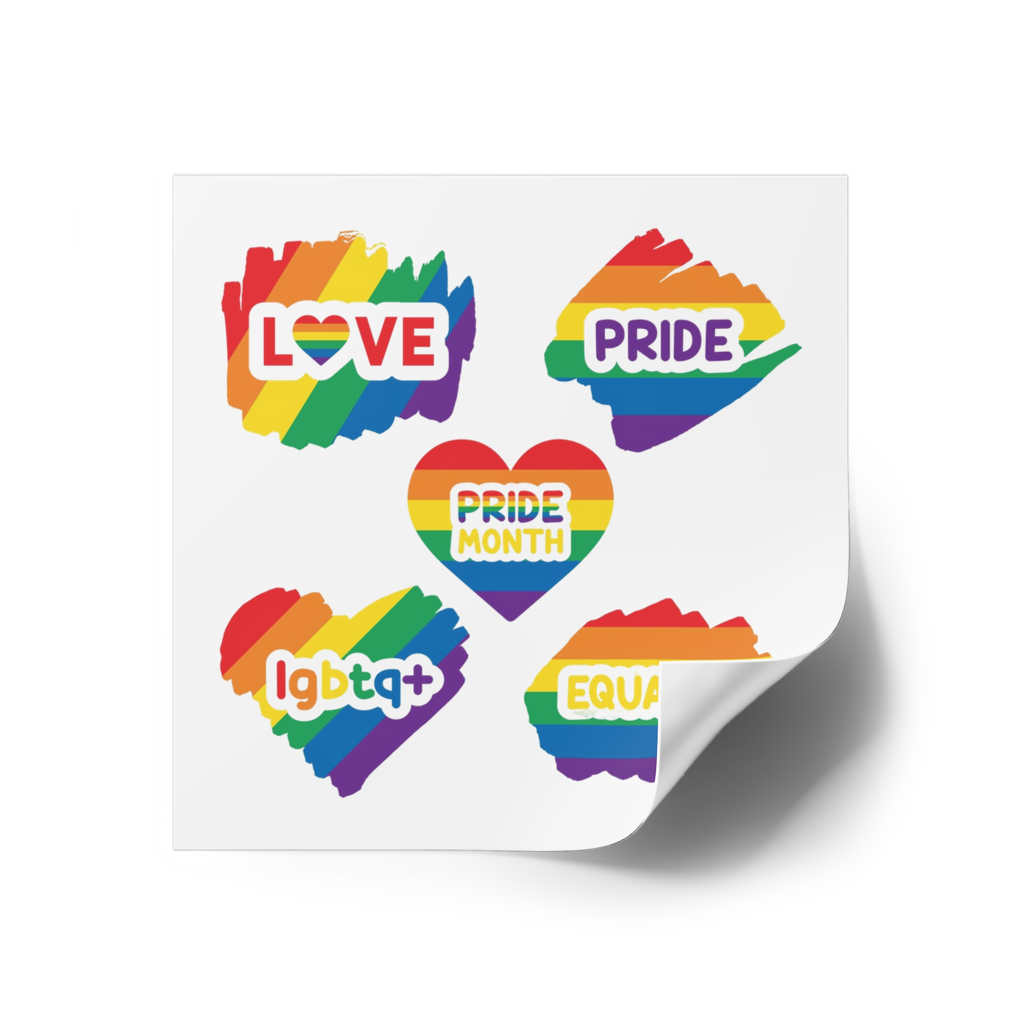 Pride Month Stickers Rainbow Lgbtq Flag Love Equality Laminate Stickers Square - Image 70