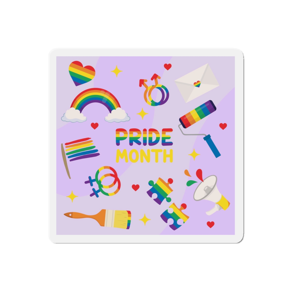 Pride Month Lgbtq Symbol Rainbow Colors Cute Elements Set Die Cut Magnets - Image 7