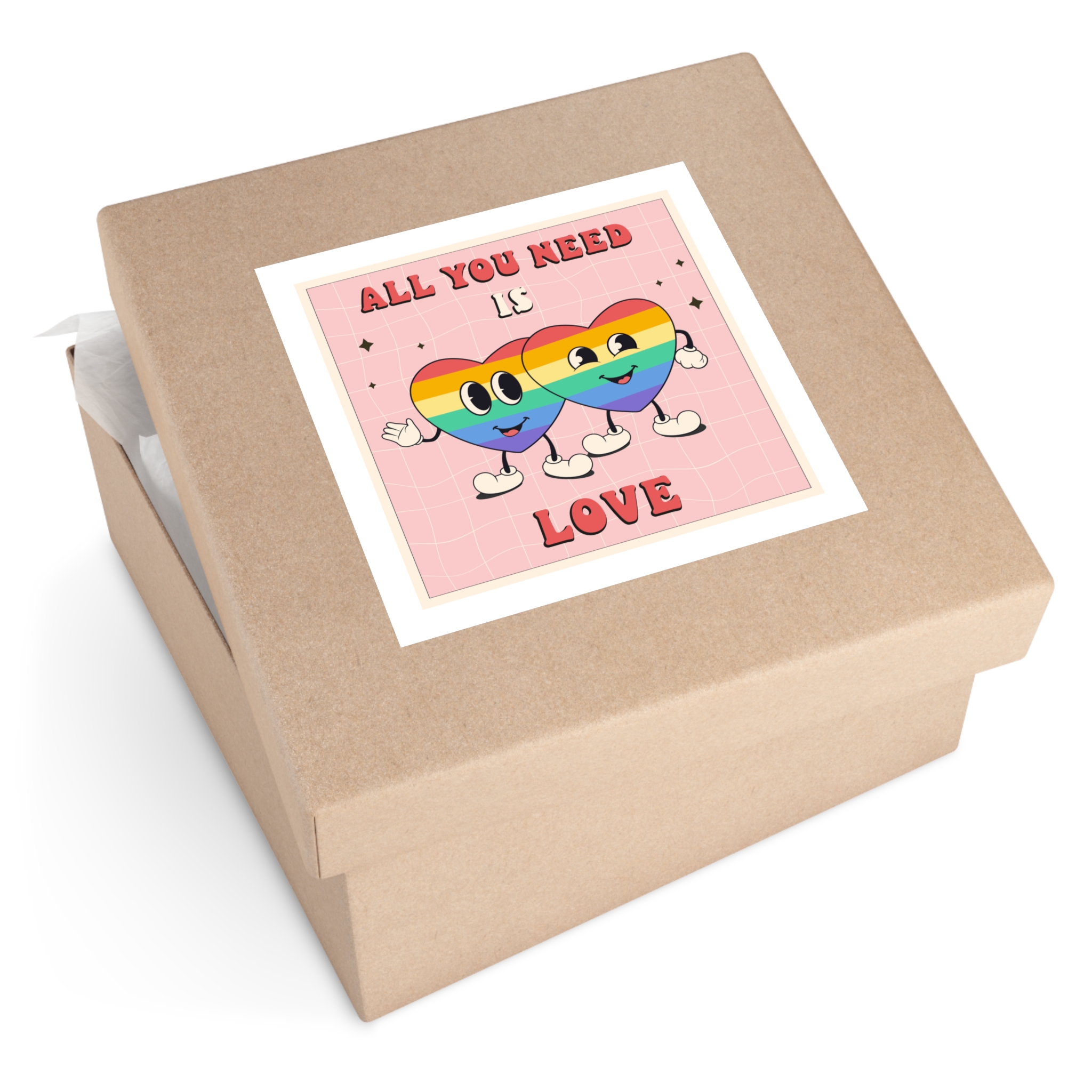 Lgbtq Pride Month Retro Groovy Poster Social Media Post Template With Rainbow Heart Laminate Stickers Square - Image 51