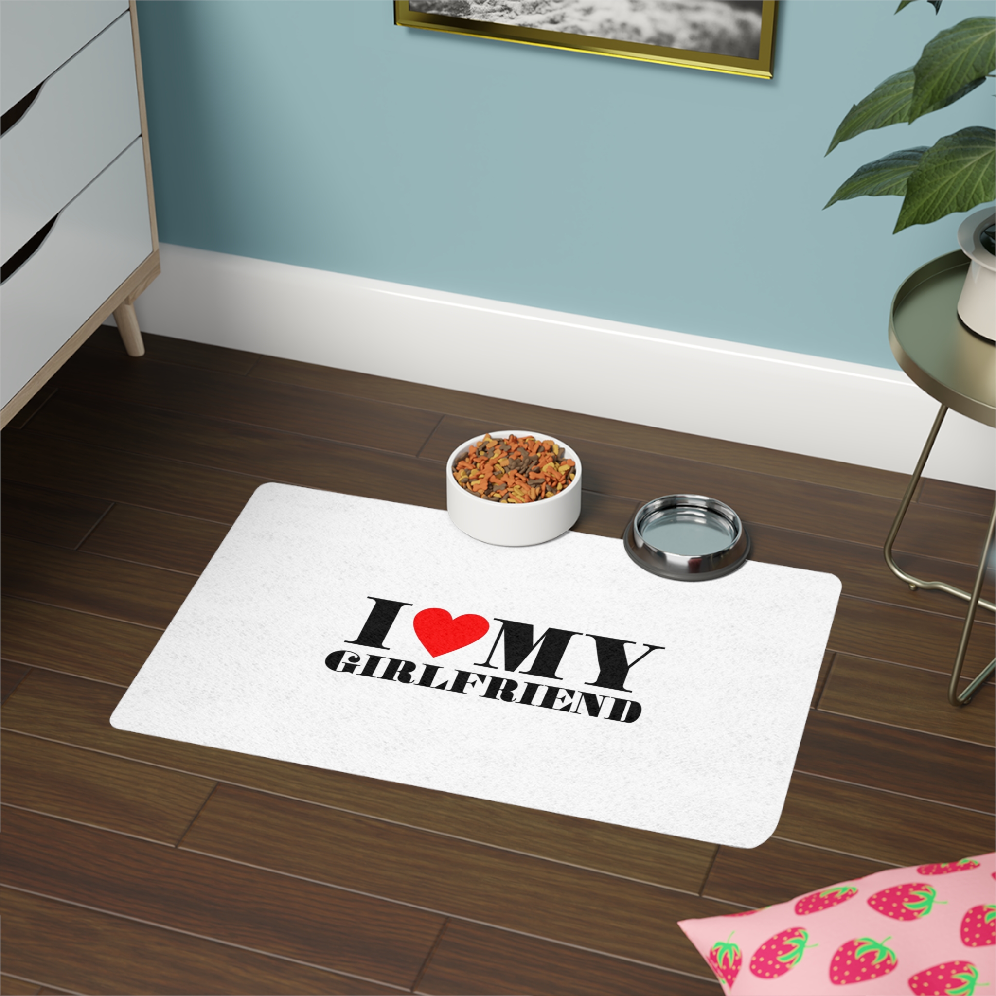 I Love My Girlfriend Typography Slogan T Shirt Printing Tee Graphic Design Vector Illustration Pet Food Mat 12x18 - Image 4