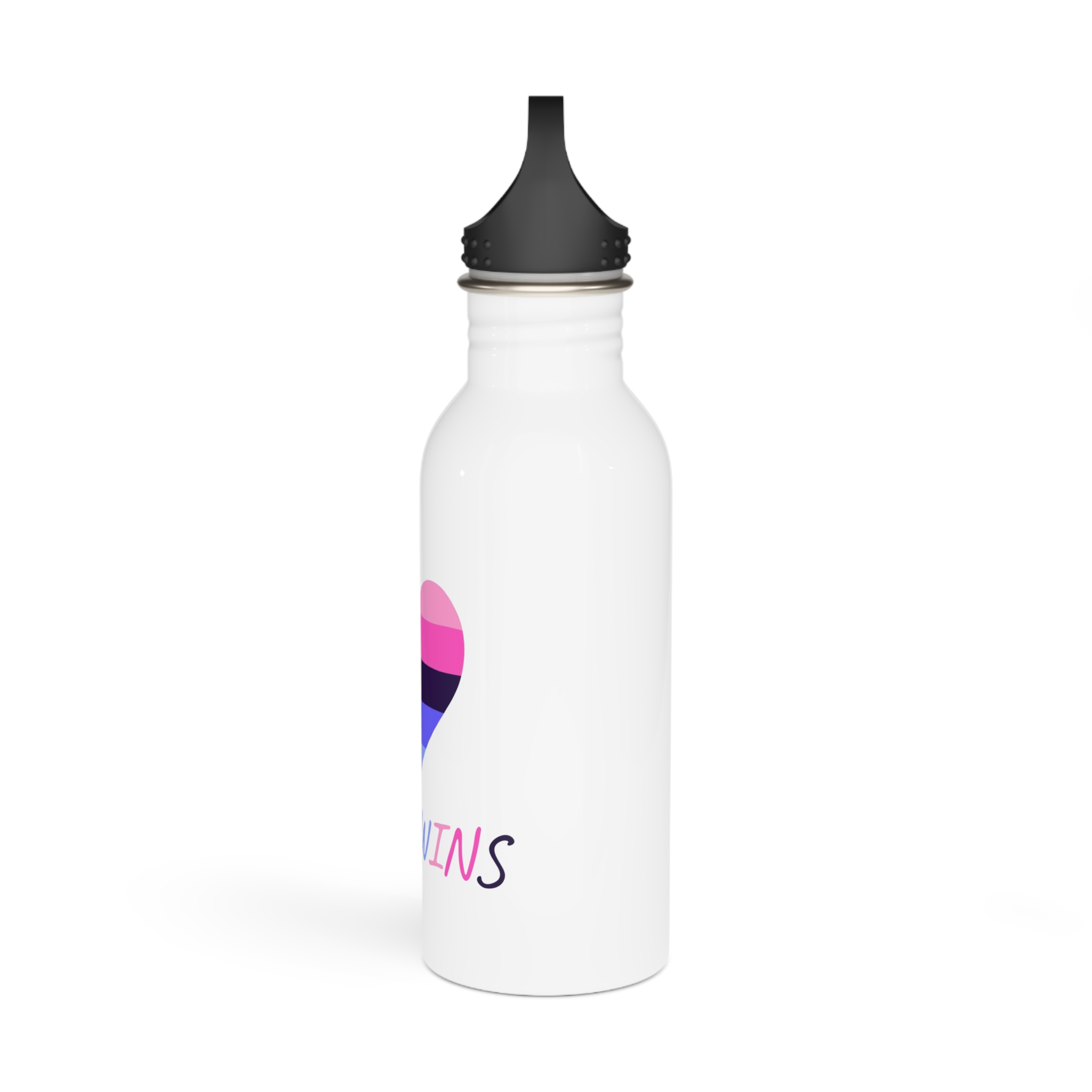 Colorful Heart Shape Omnisexual Pride Flag Happy Pride Day Lgbtqia Community Pride Month Vector Hand Drawn Doodle Posters Stickers Logo Cards Stainless Steel Water Bottle - Image 4
