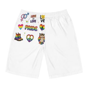 Pride Stickers Doodle Set Colorful Lgbtq Hand Drawn Icons Pack Mens Board Shorts Aop
