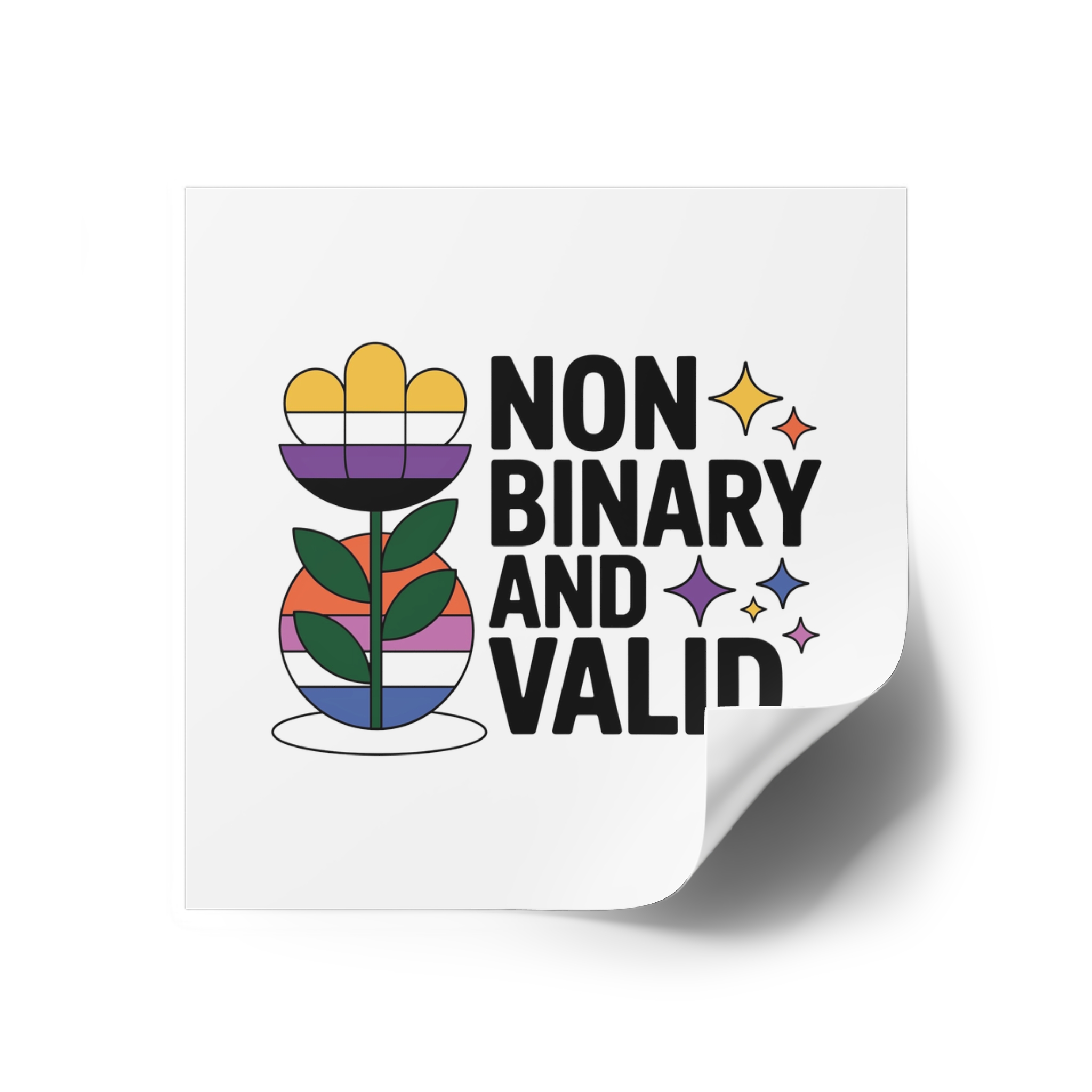 Non Binary Valid T Shirt Design Isolated White Background Laminate Stickers Square - Image 26