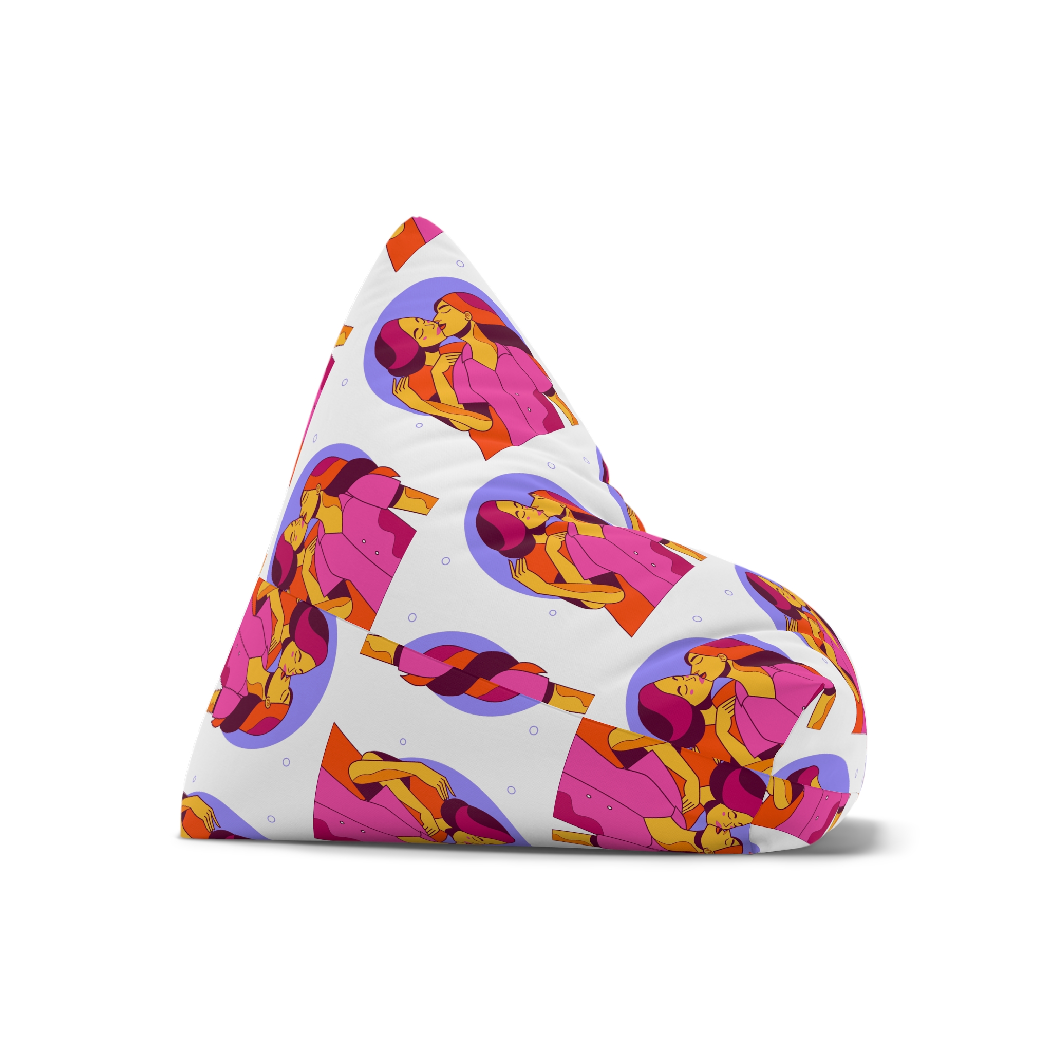 Cartoon Lesbian Kiss Illustration Bean Bag Chair Cover - Image 7